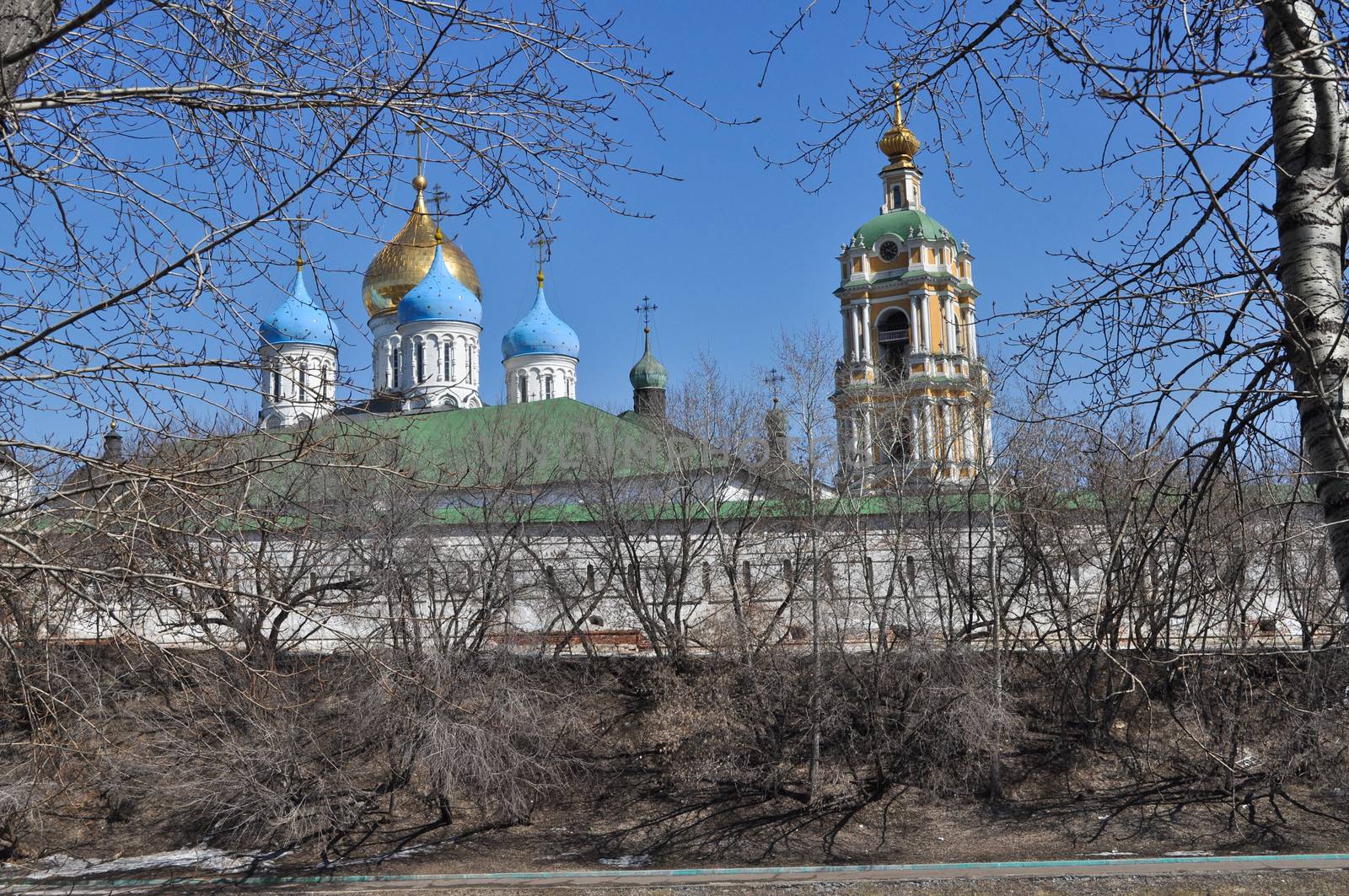 Novospassky monastery in Moscow. General view of the waterfront.