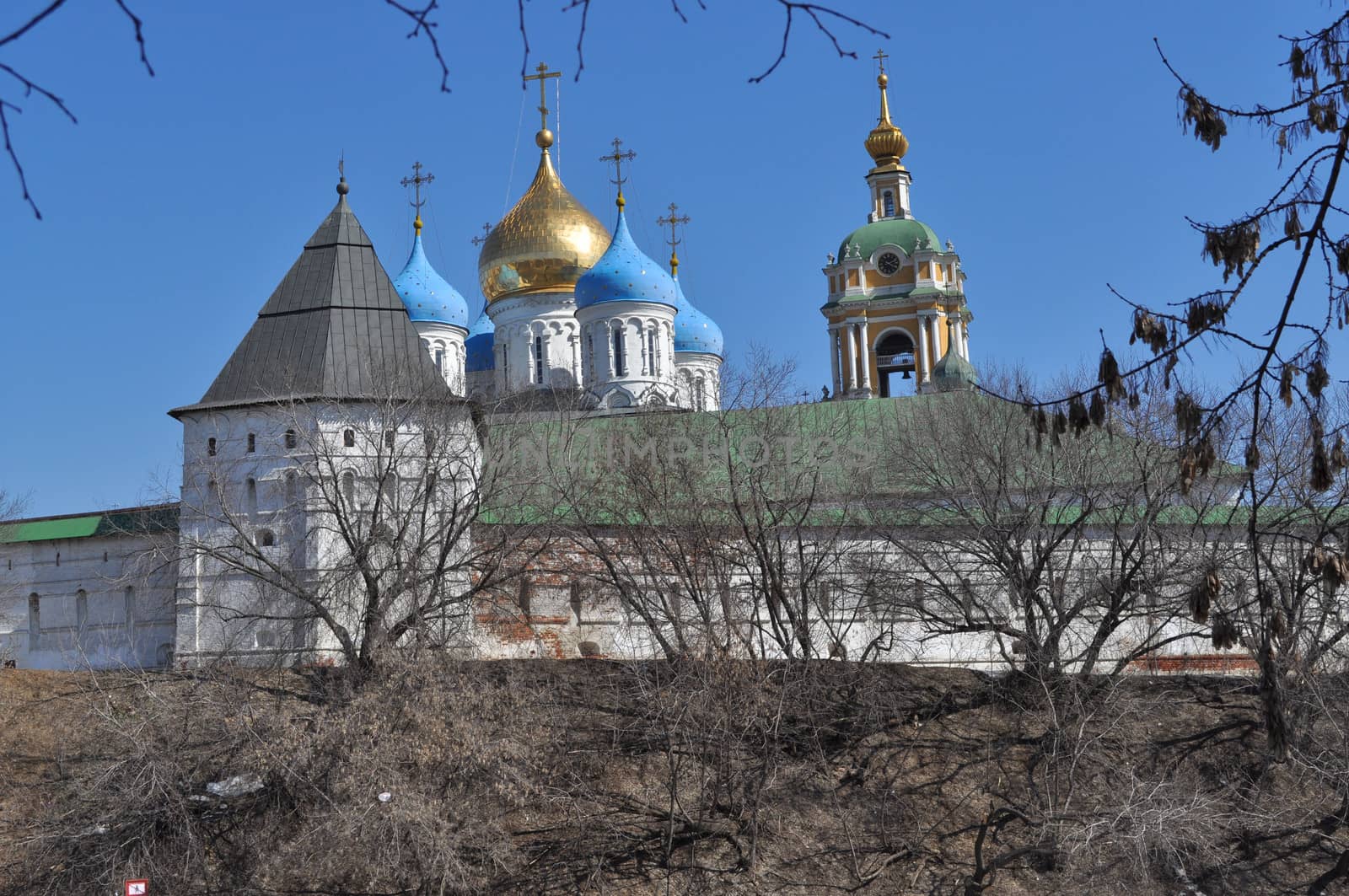Novospassky monastery in Moscow. General view of the waterfront.
