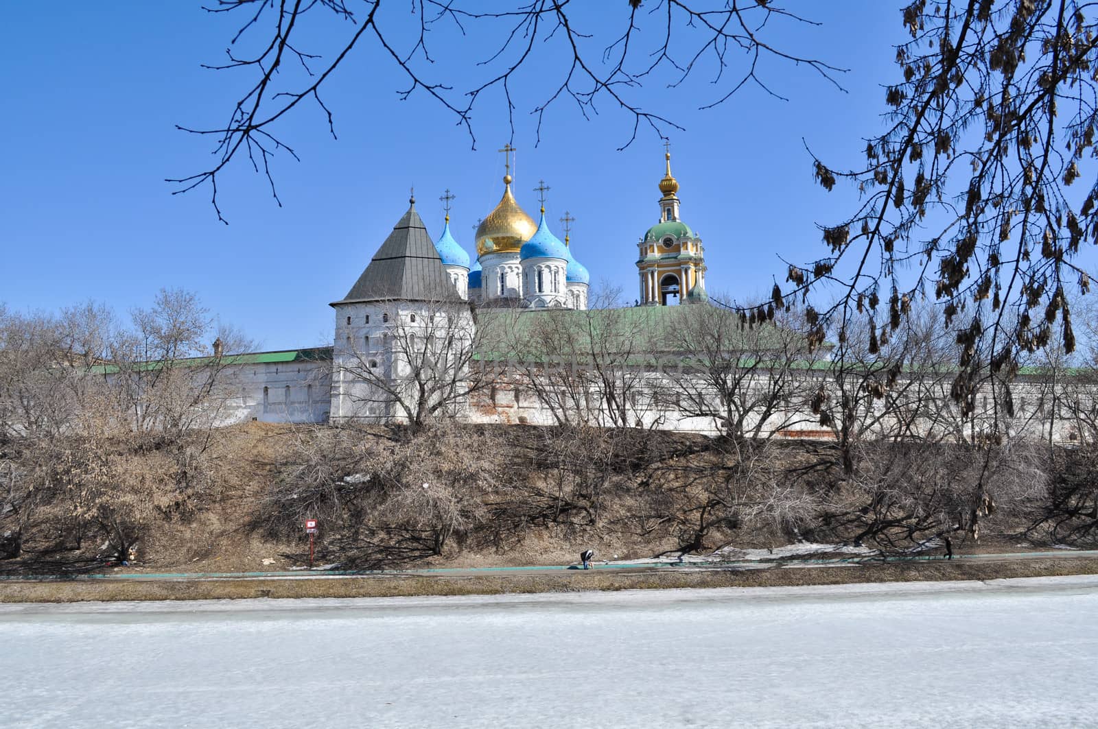 Novospassky monastery in Moscow. General view of the waterfront.
