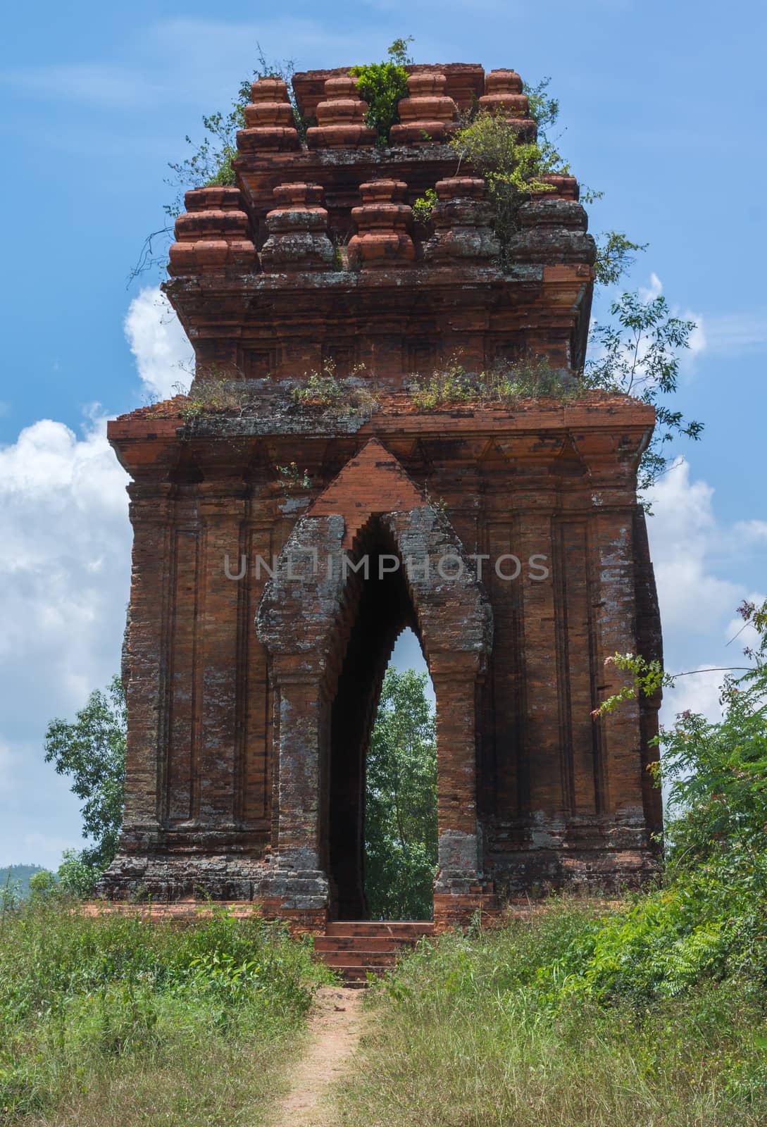 Vietnam, blue skies as seen through one of the Banh It Cham towers.