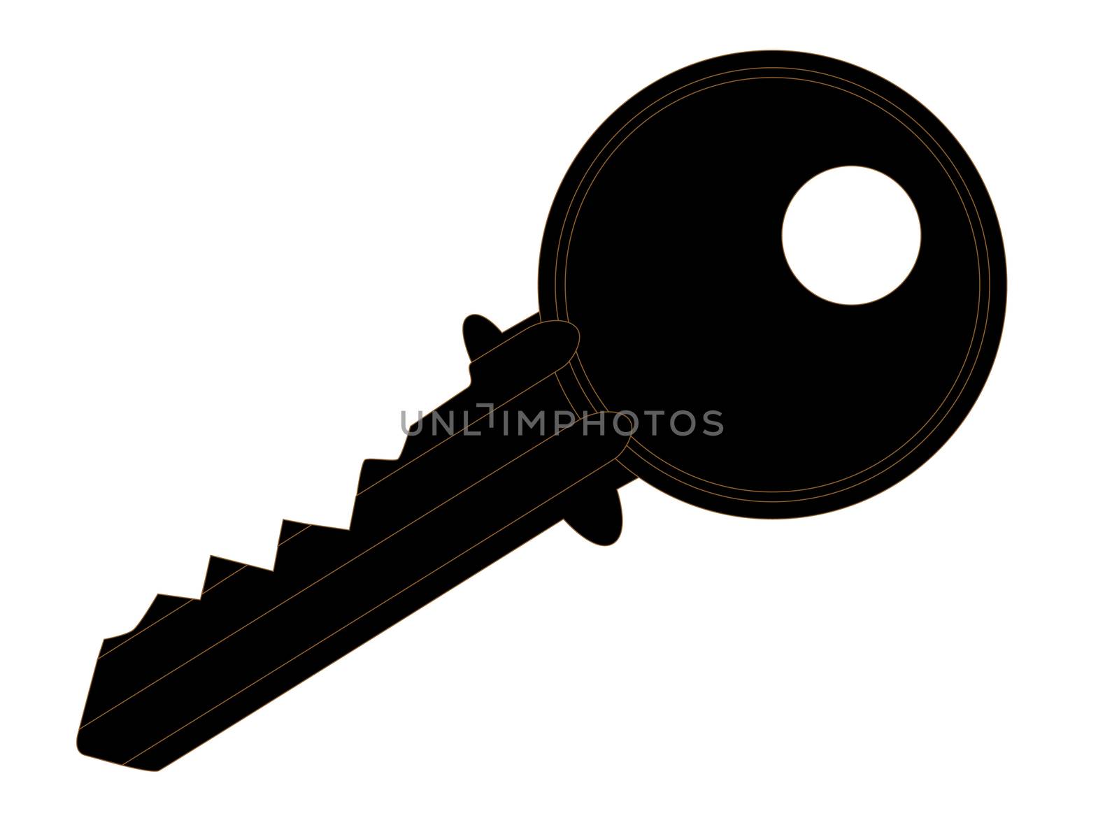 Silhouette of a latch ket with brown highlights.