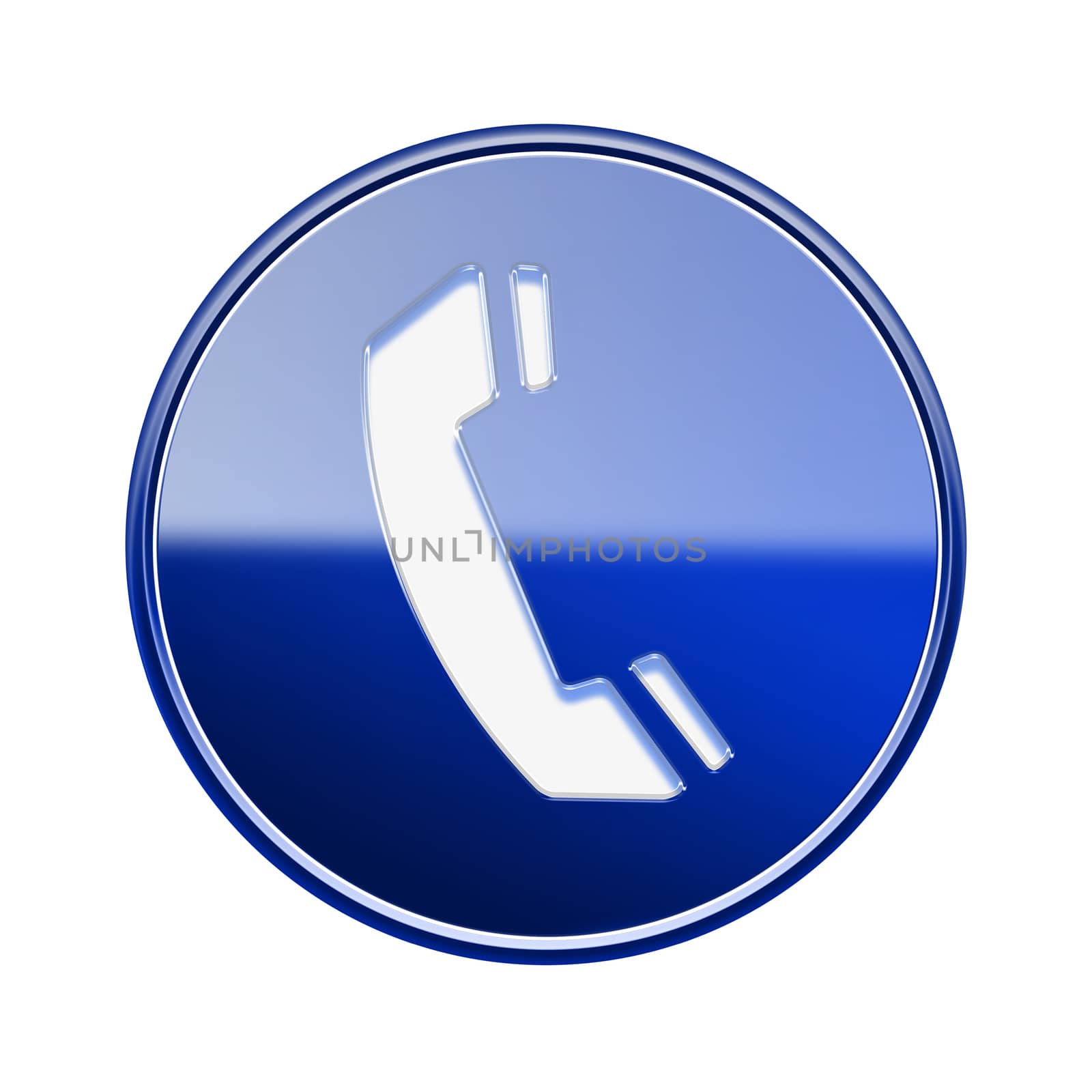 Phone icon glossy blue, isolated on white background by zeffss