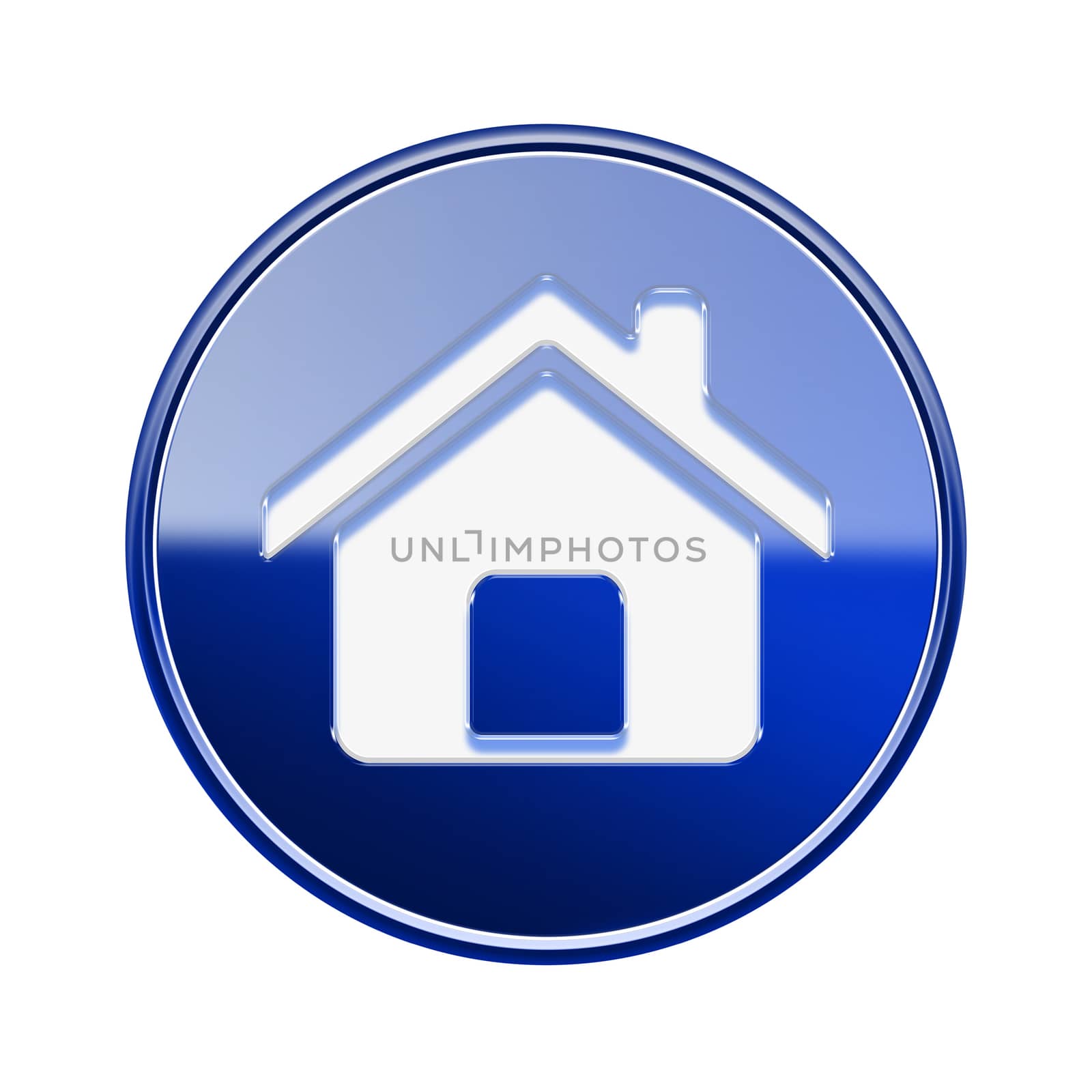 House icon glossy blue, isolated on white background