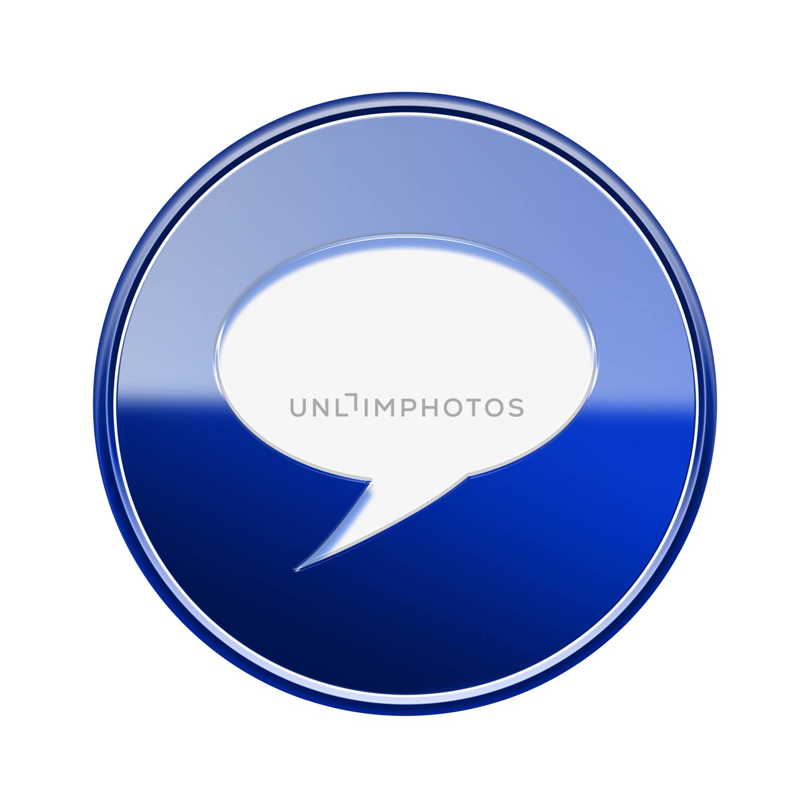 Chat icon glossy blue, isolated on white background