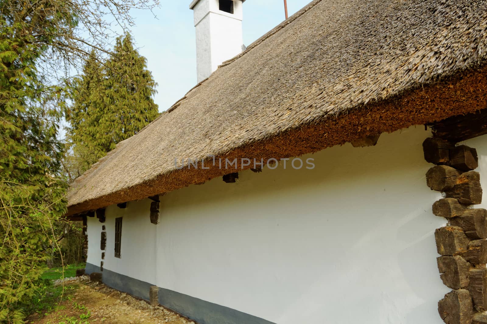Old farmhouse with a thatched roof