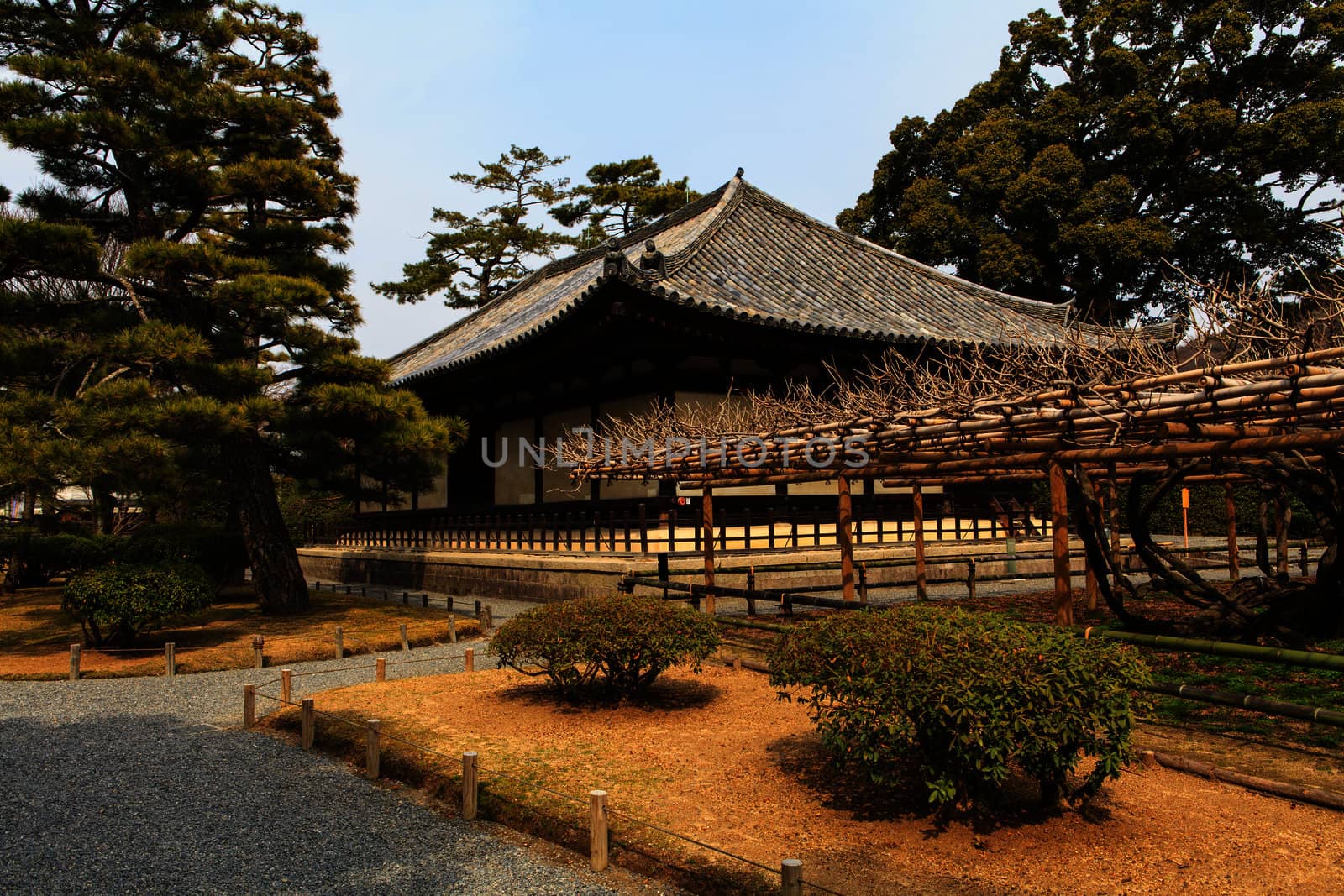 Uji, Kyoto, Japan - famous Byodo-in Buddhist temple, a UNESCO World Heritage Site. Phoenix Hall building.