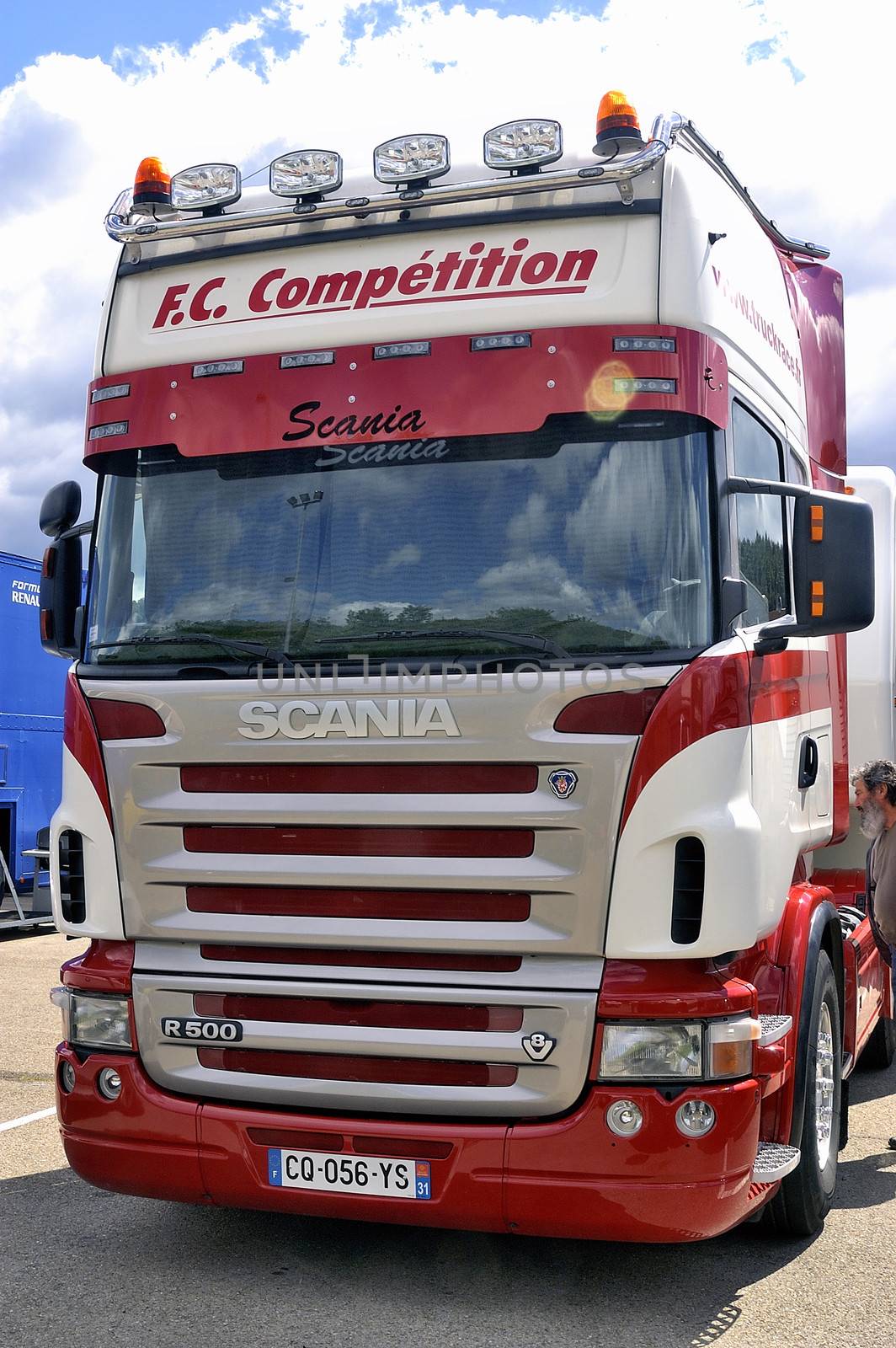 Ales - France - Grand Prix of France trucks May 25th and 26th, 2013 on the circuit of the Cevennes. trucks and stands of the competitors for the assistance and promotion. 