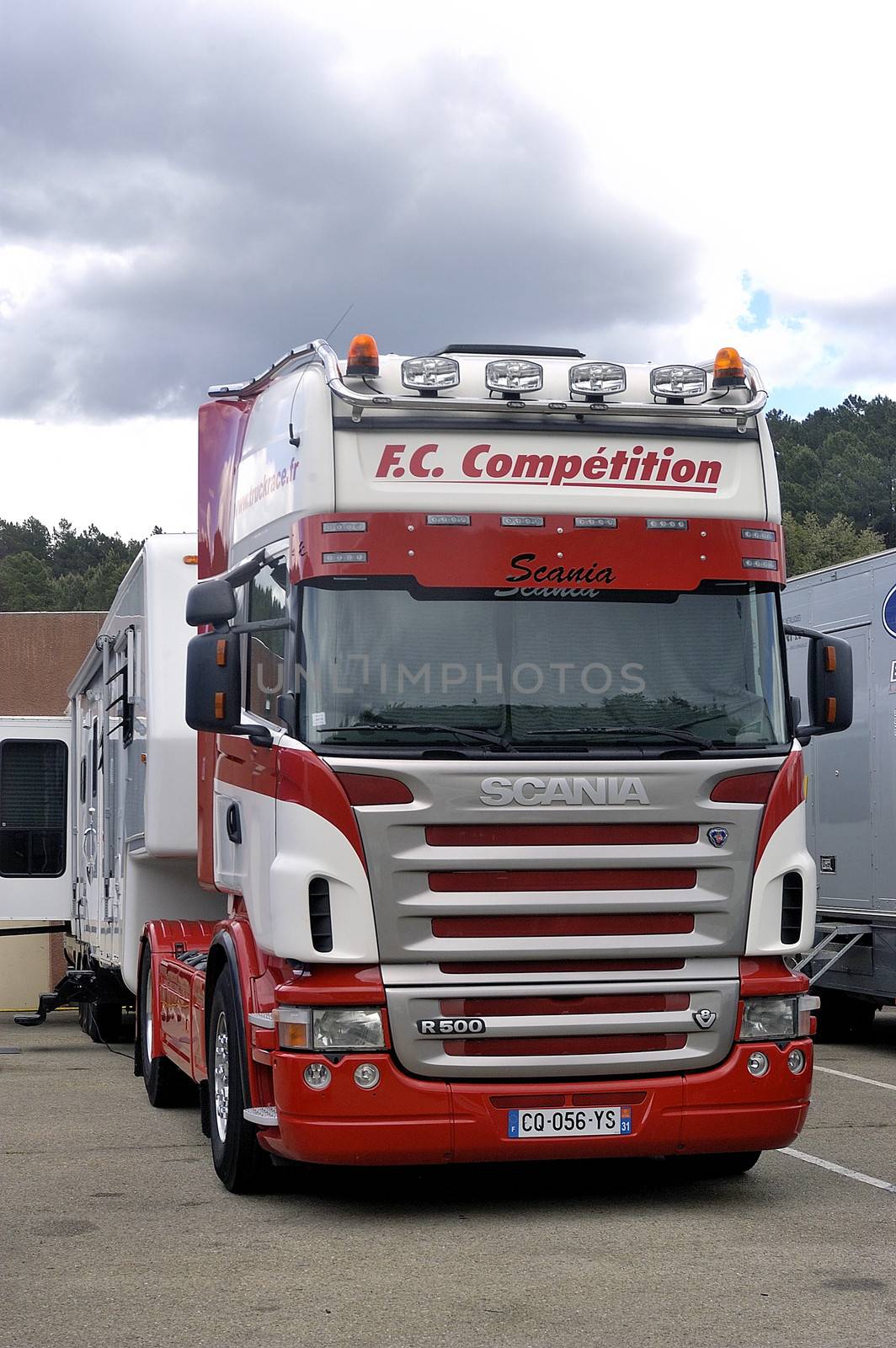 Ales - France - Grand Prix of France trucks May 25th and 26th, 2013 on the circuit of the Cevennes. trucks and stands of the competitors for the assistance and promotion. 