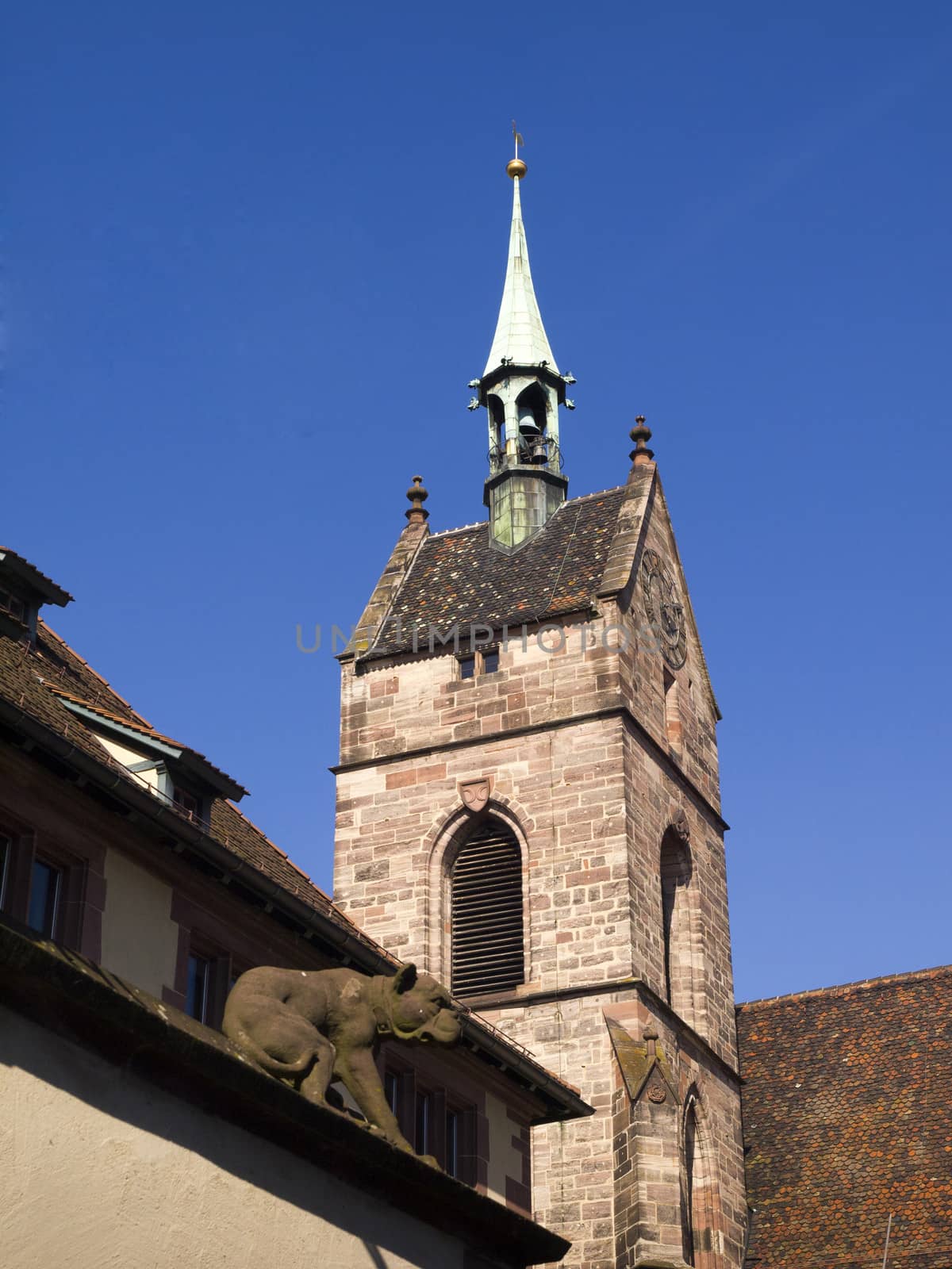 Clock Tower of St.Martin church, The oldest parish church in Basel, Switzerland.
