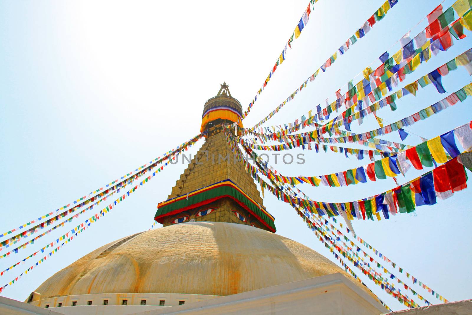 Stupa of the swayambhunath temple in kathmandu, Nepal  by nuchylee