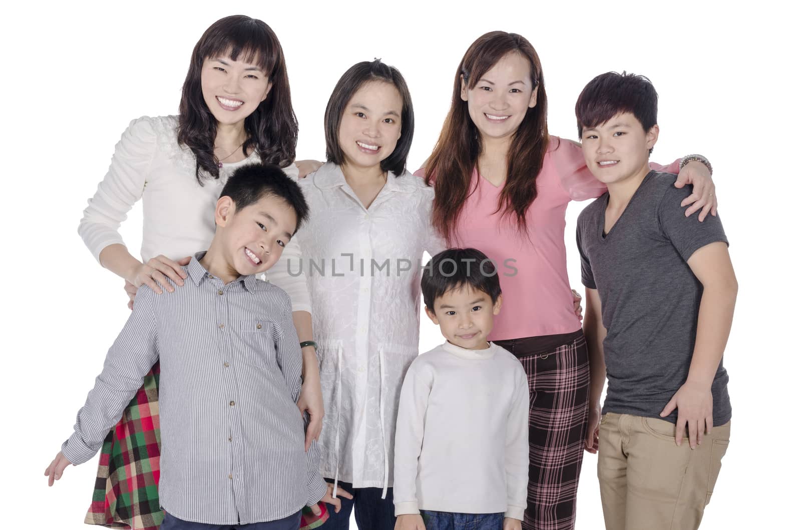 Family member smiling in group