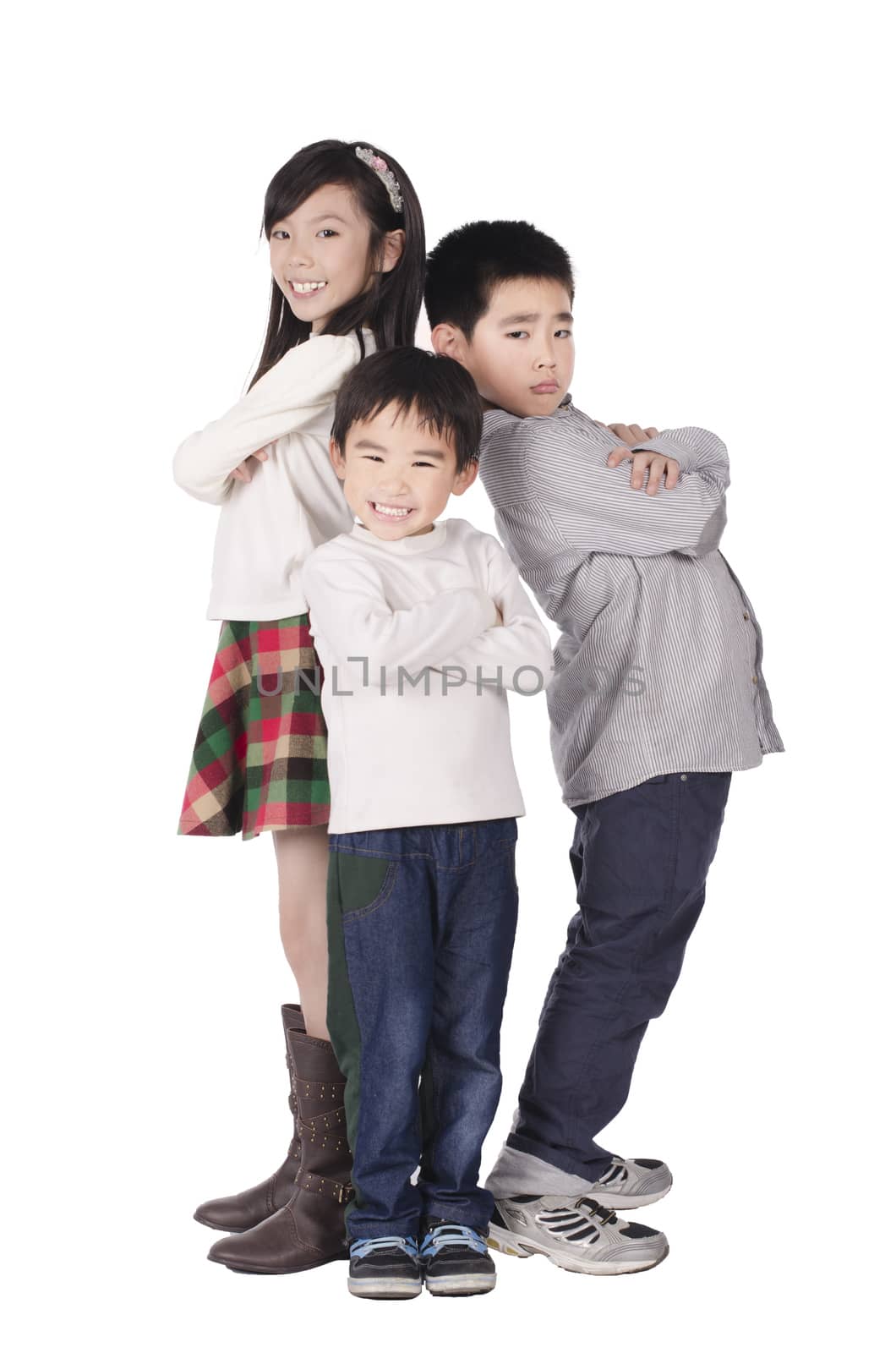 Three cute children posed over white background by FrankyLiu