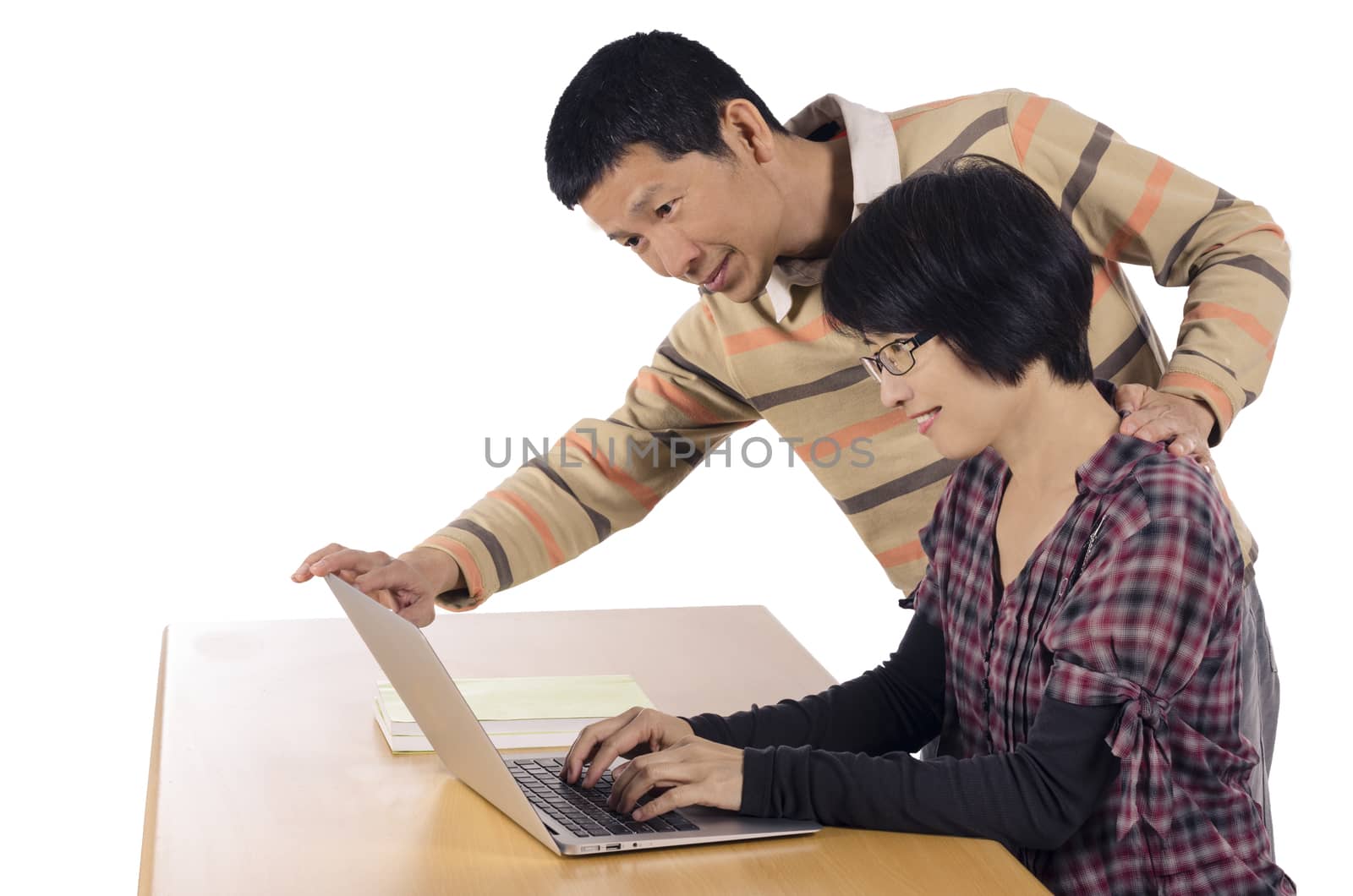 business people at work over white background