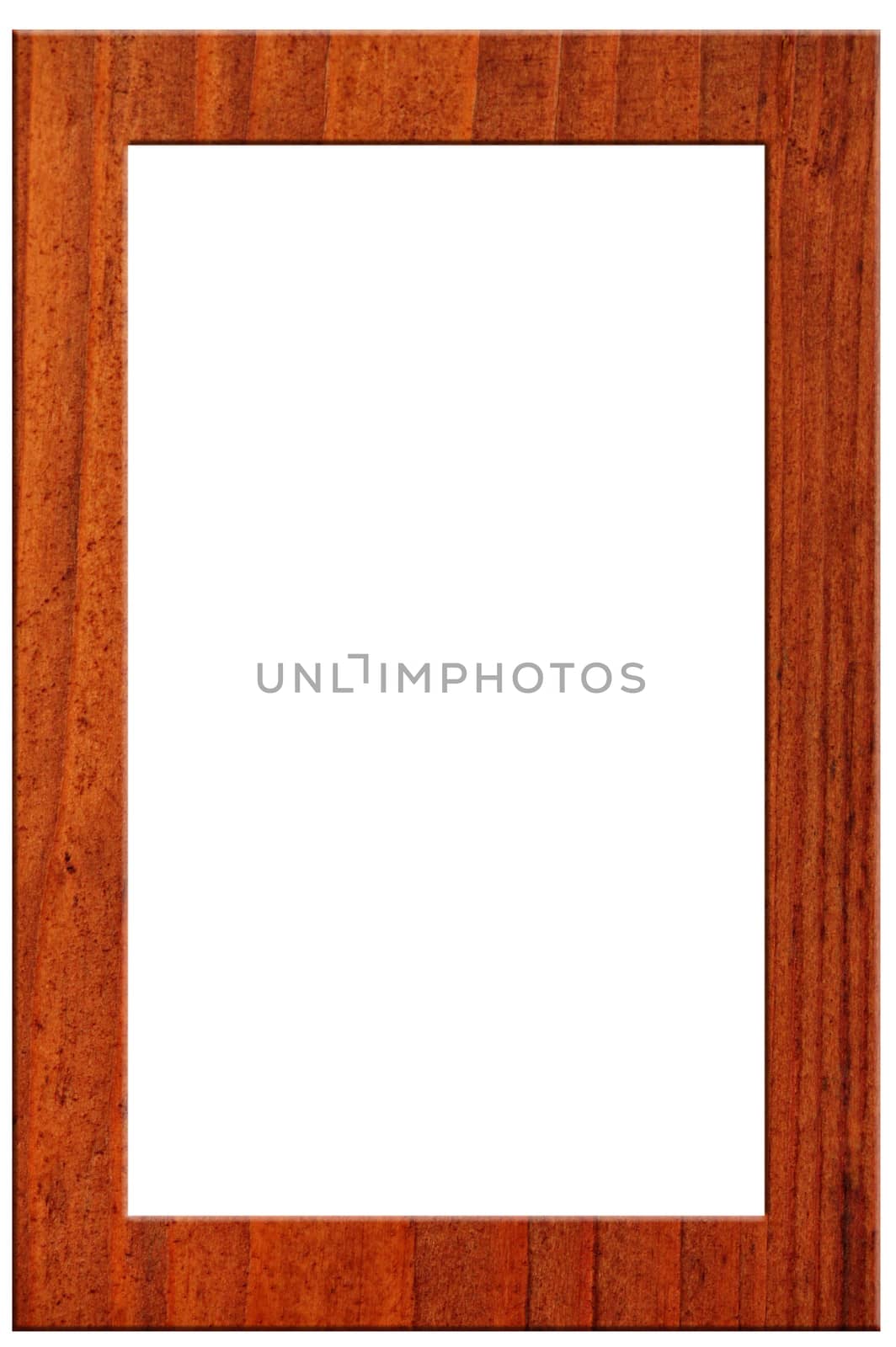 wooden picture frame over white