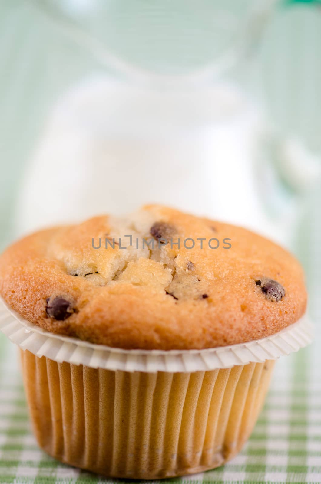 Fresh muffin on the table.