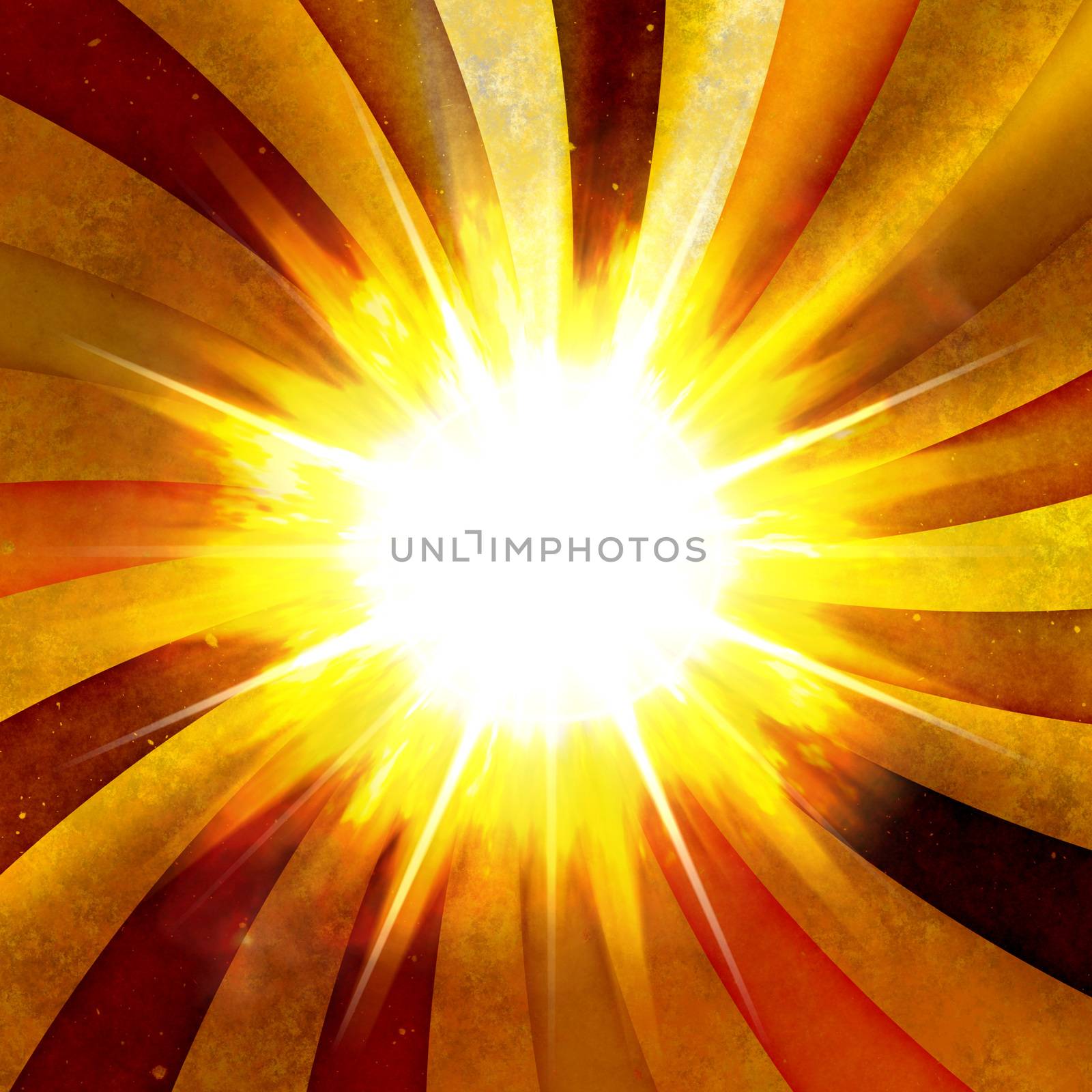 A fiery abstract radial burst illustration speeding toward a central point with copy space.