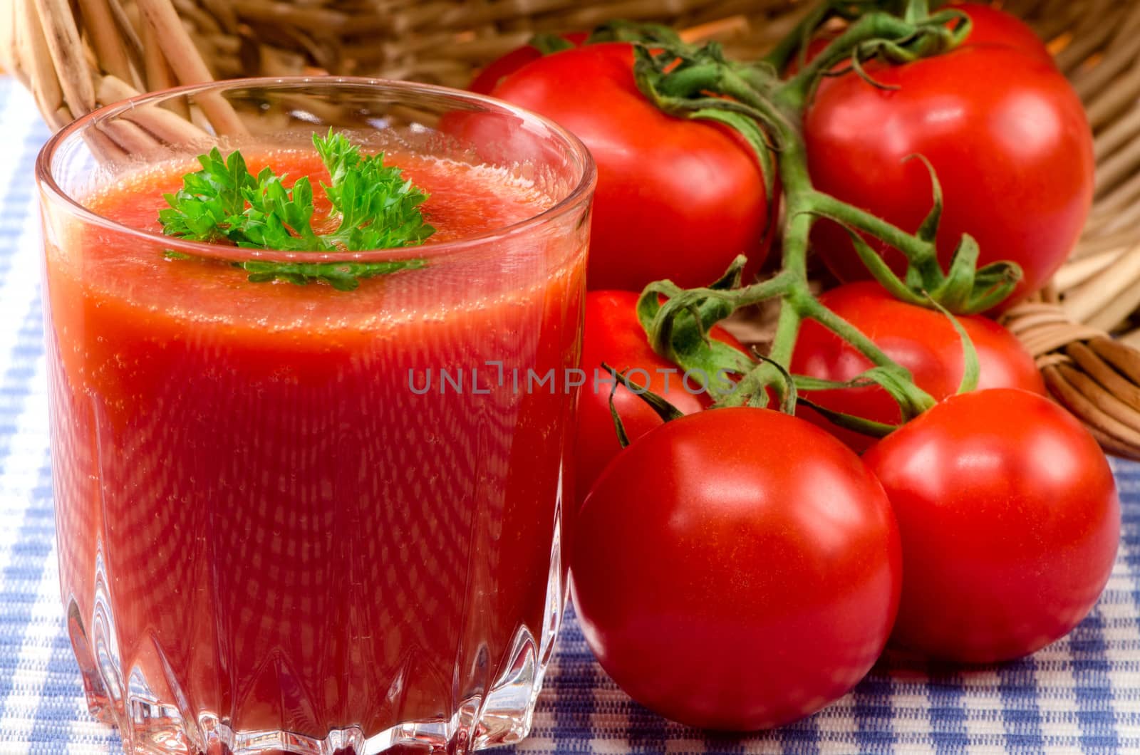 Fresh tomato juice with herbs