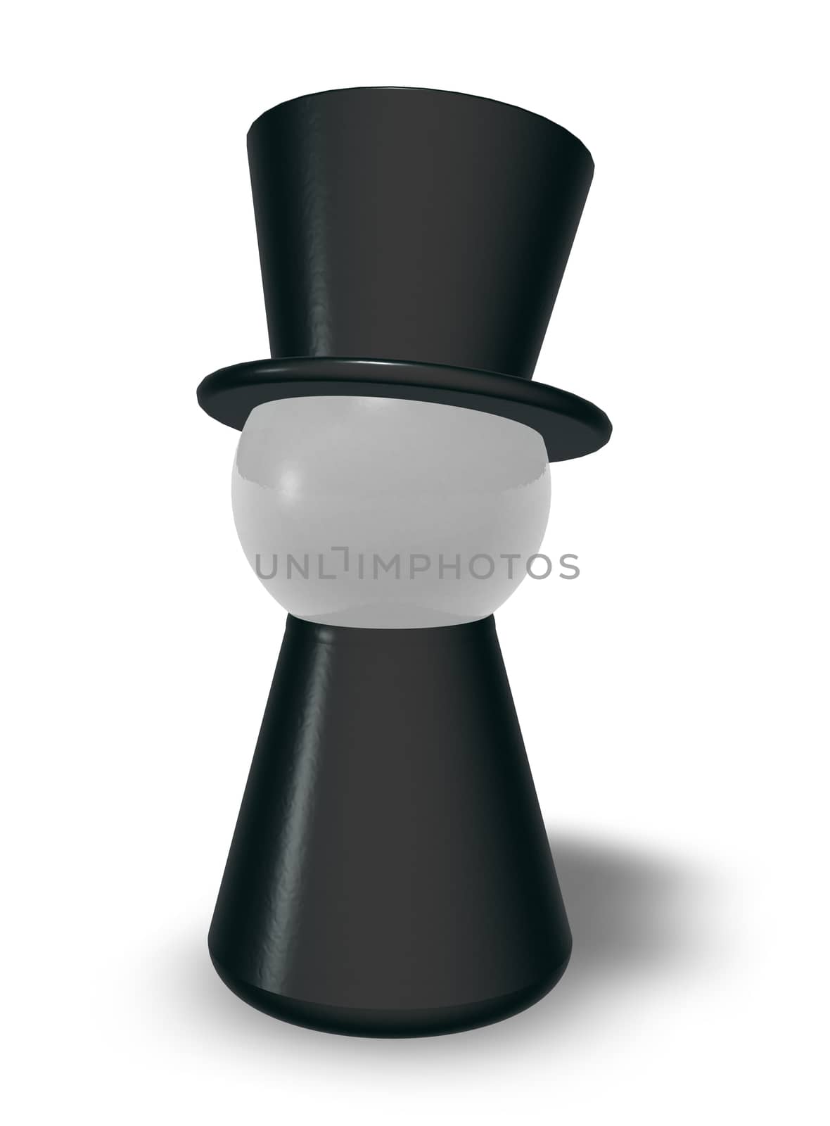 simple character with big hat - 3d illustration