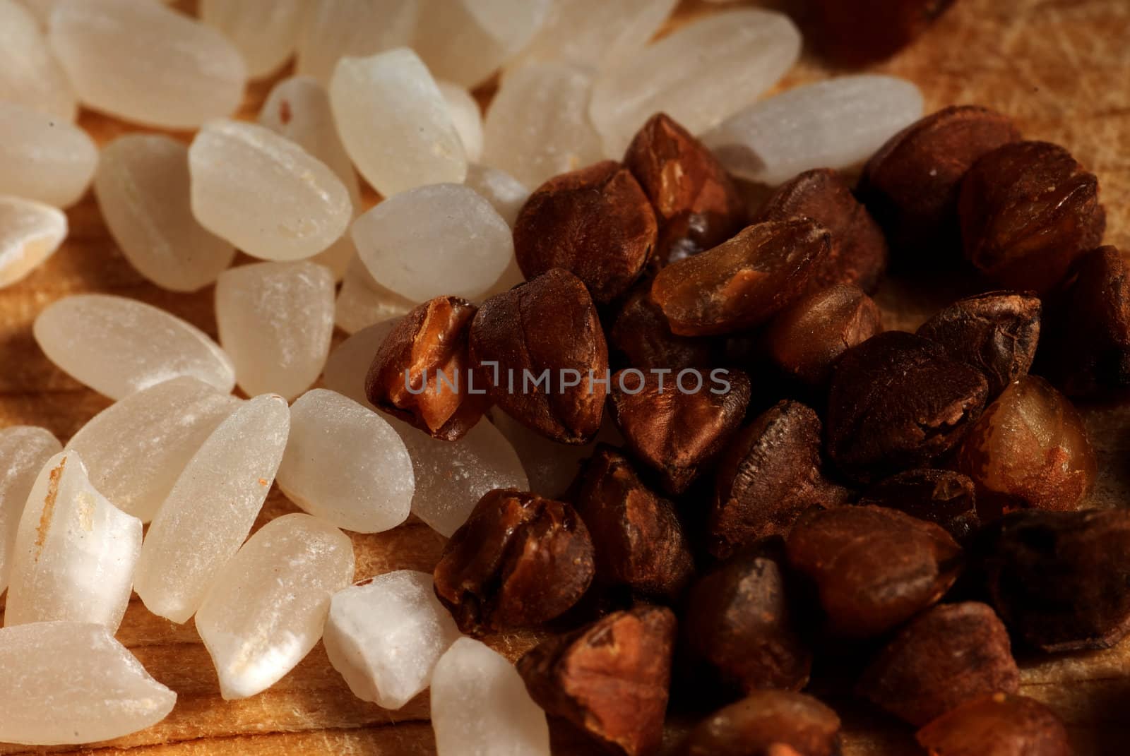 Close-up view of the rice and buckwheat texture