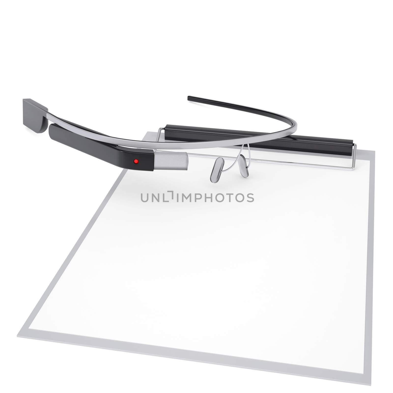 Google Glass and checklist. Isolated render on a white background