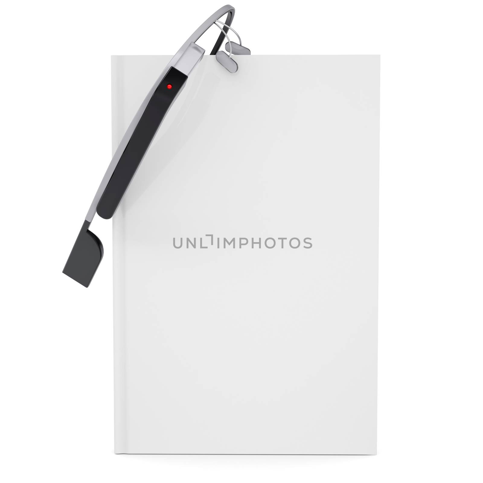 Google Glass and Book. Isolated render on a white background