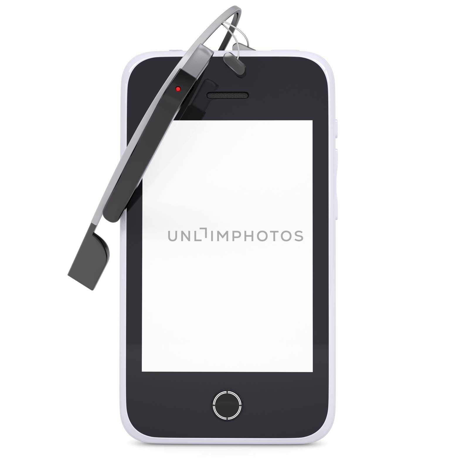 Google Glass and smartphone. Isolated render on a white background