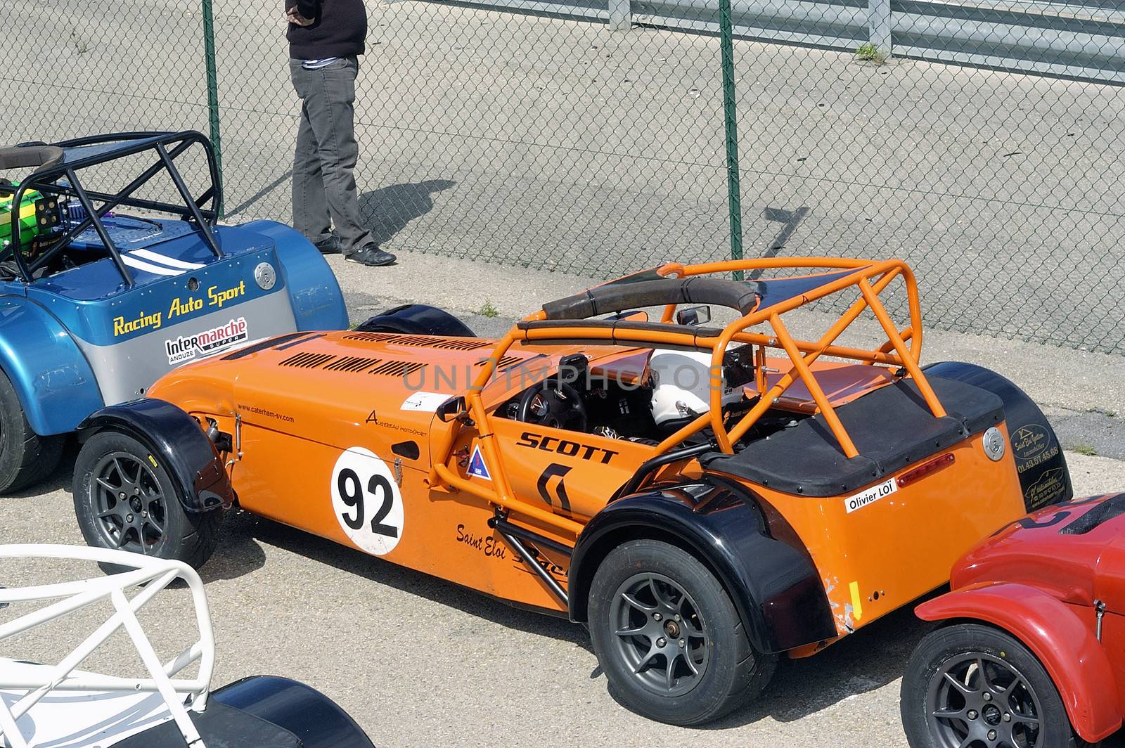 chases of Caterham on the circuit of the Cevennes with Ales in the French department of Gard the May 24th and 25th, 2013. on the starting line before the race