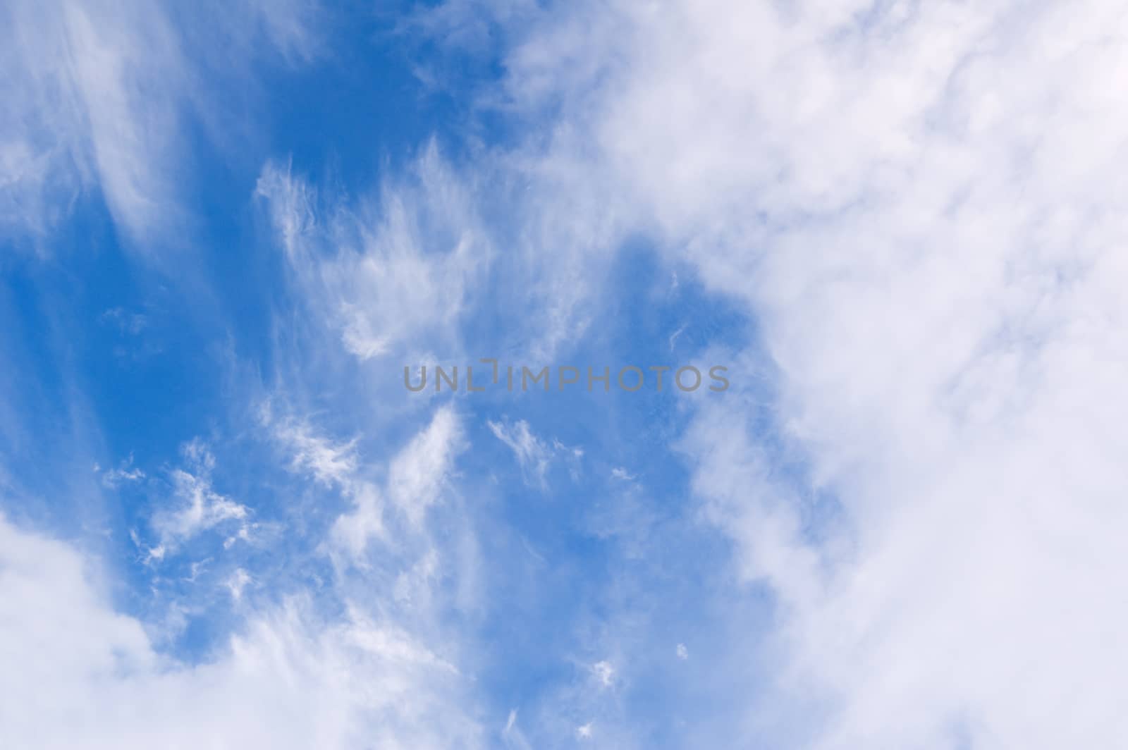 High white clouds on blue sky background