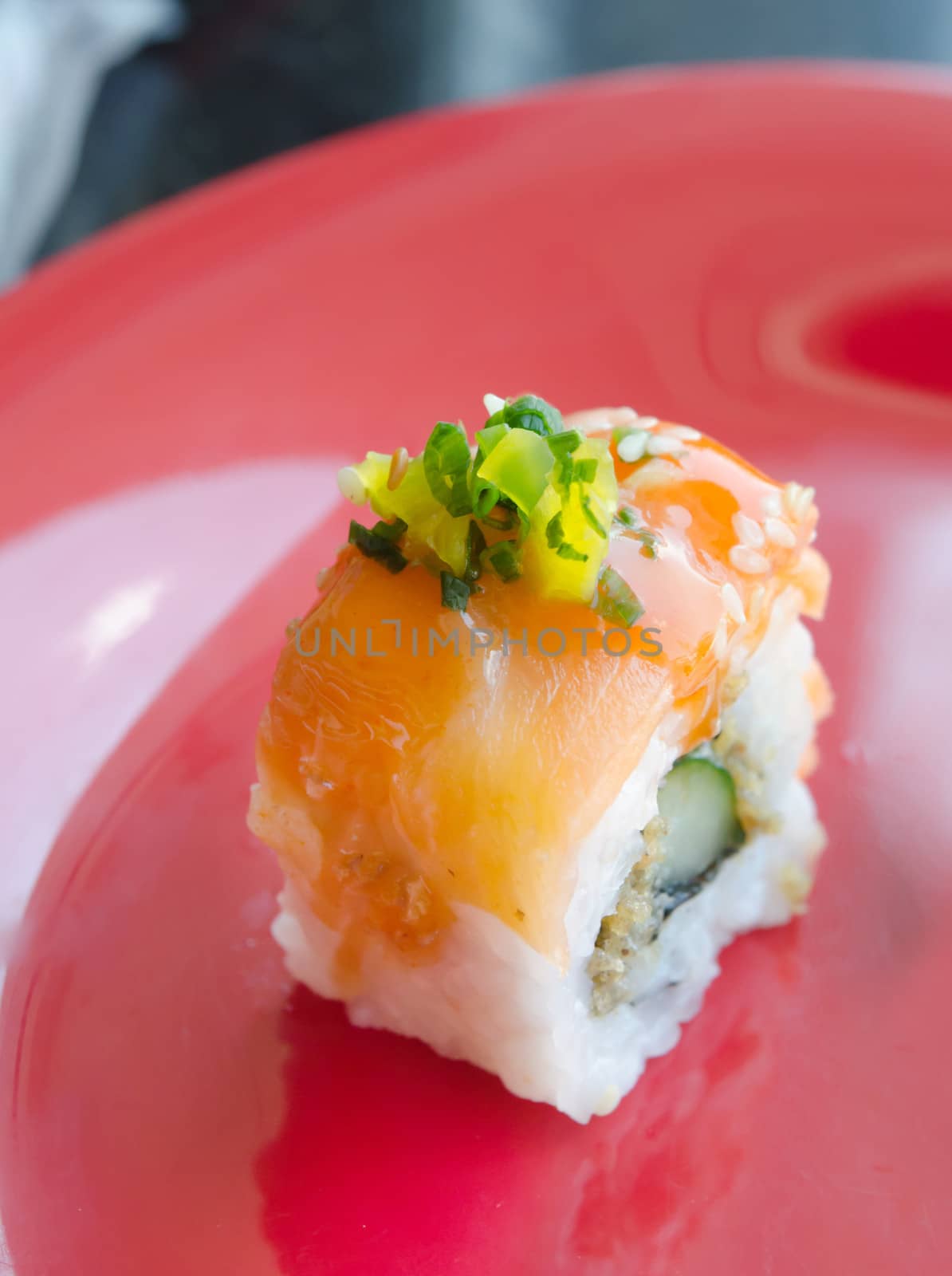 Sushi Roll with salmon and vegetable