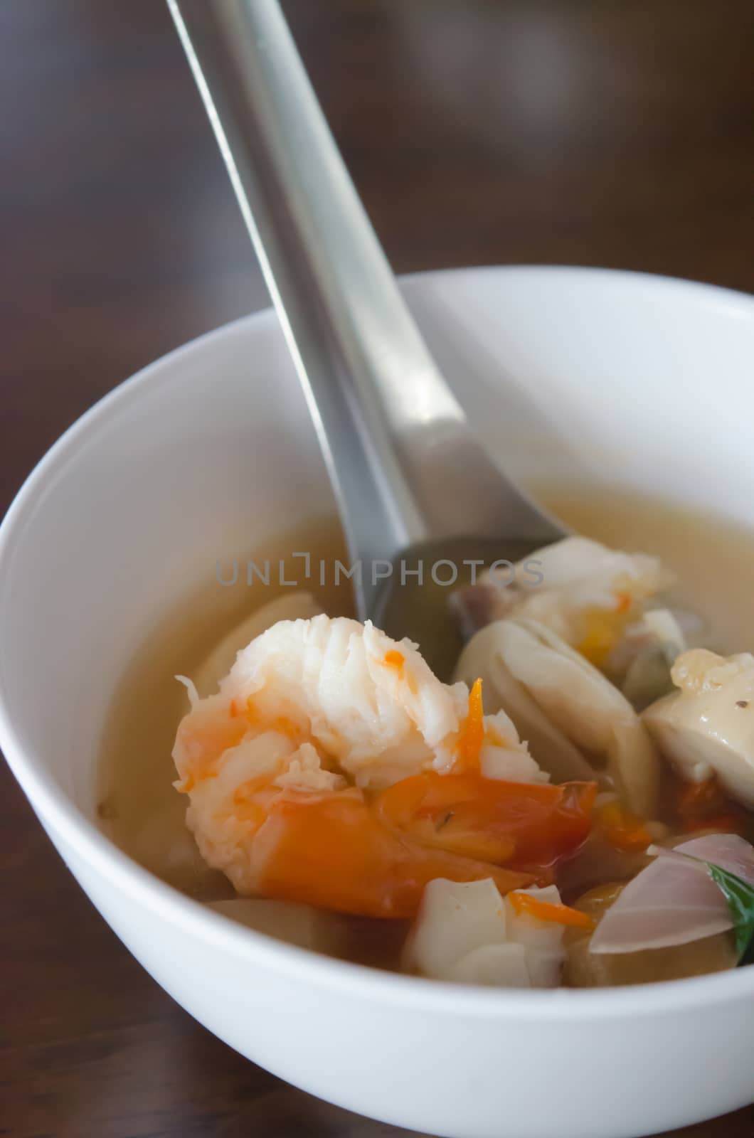 Tom Yum Goong , Thai spicy soup with seafood , shrimp and vegetable