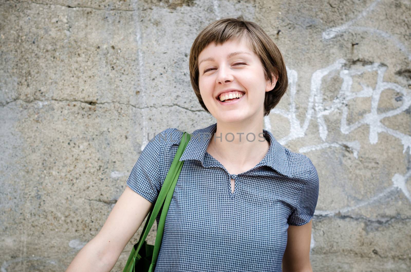 young beautiful hipster woman in the city