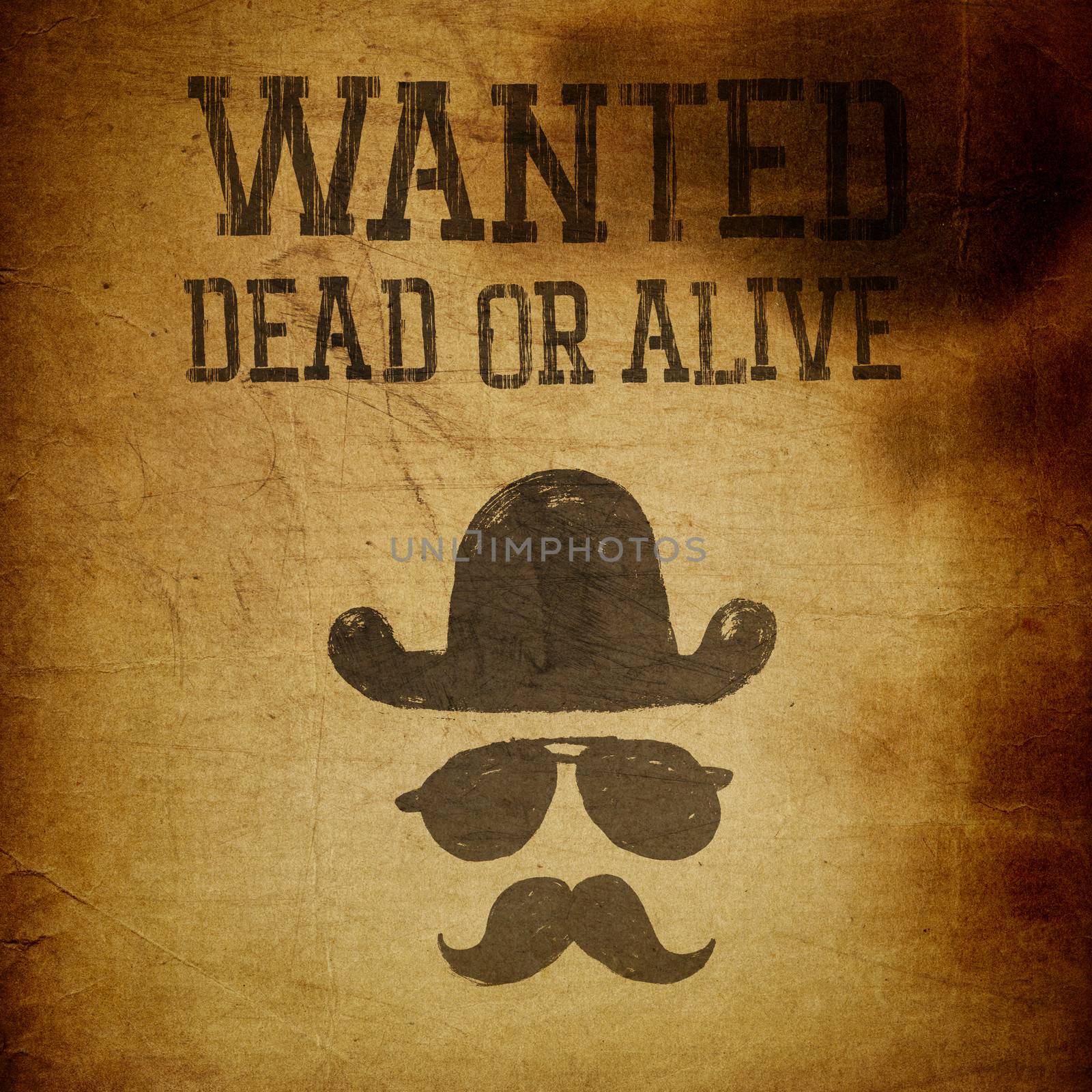 Vintage "Wanted..." poster, grunge illustration by pashabo