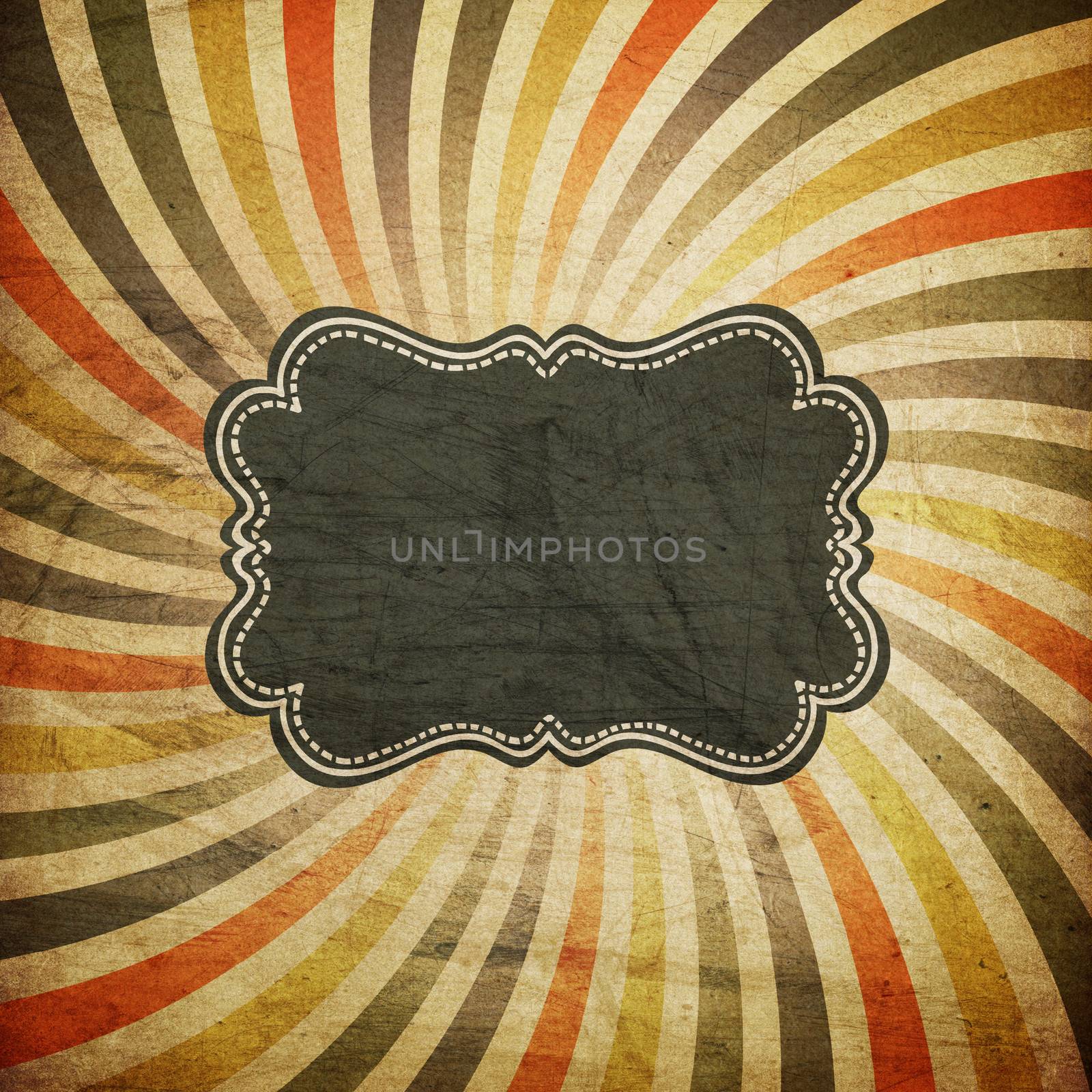 Grunge colorful rays background with vintage label for text.  by pashabo