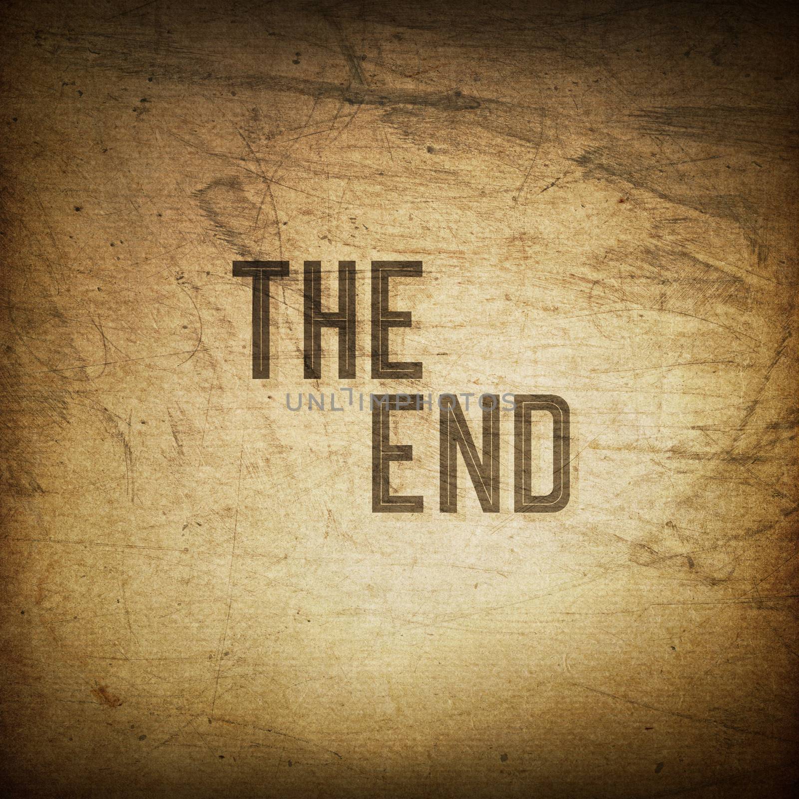 Old cinema phrase (The End...), grunge background by pashabo