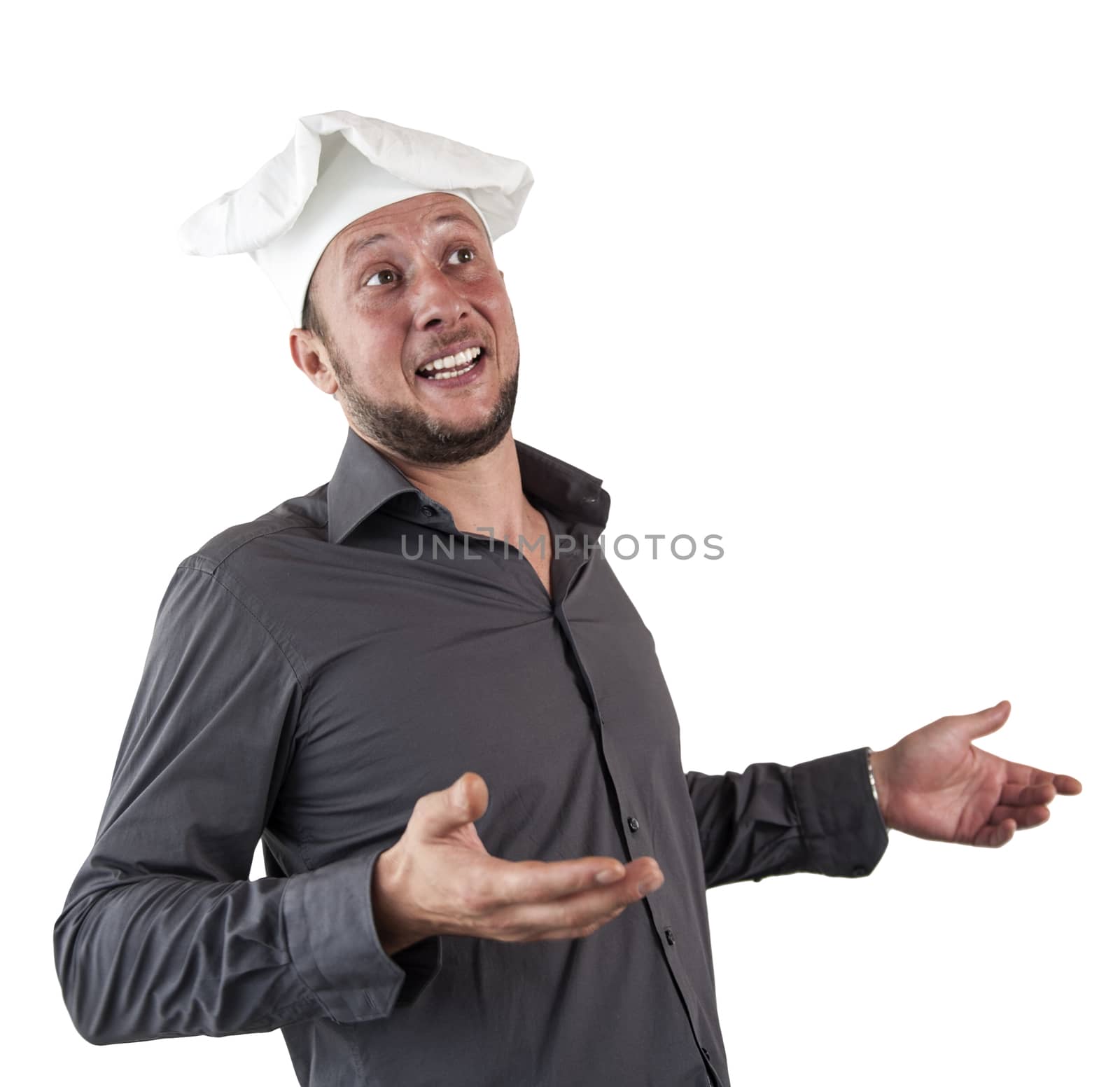 A man chef on a white background