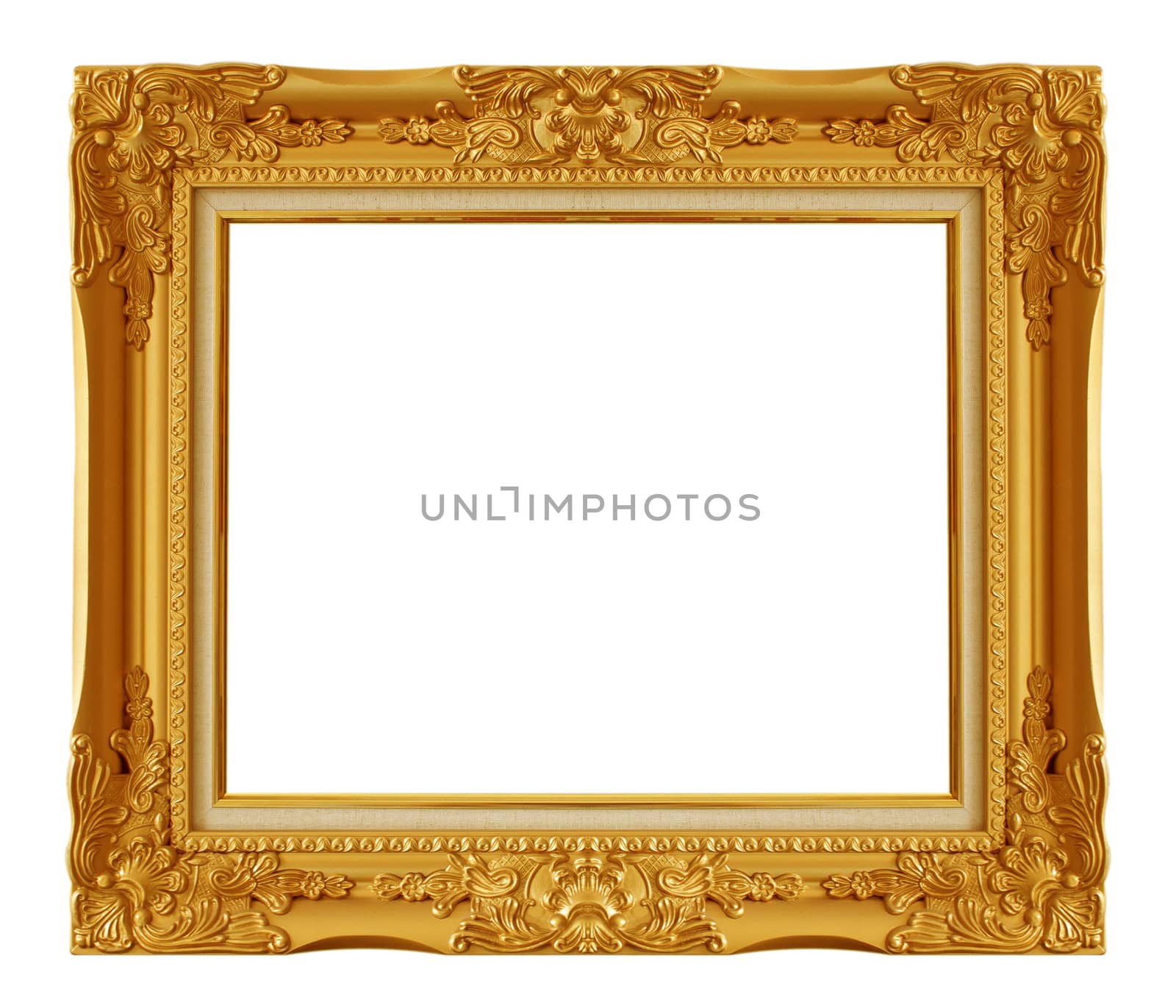 gold picture frame. Isolated over white background