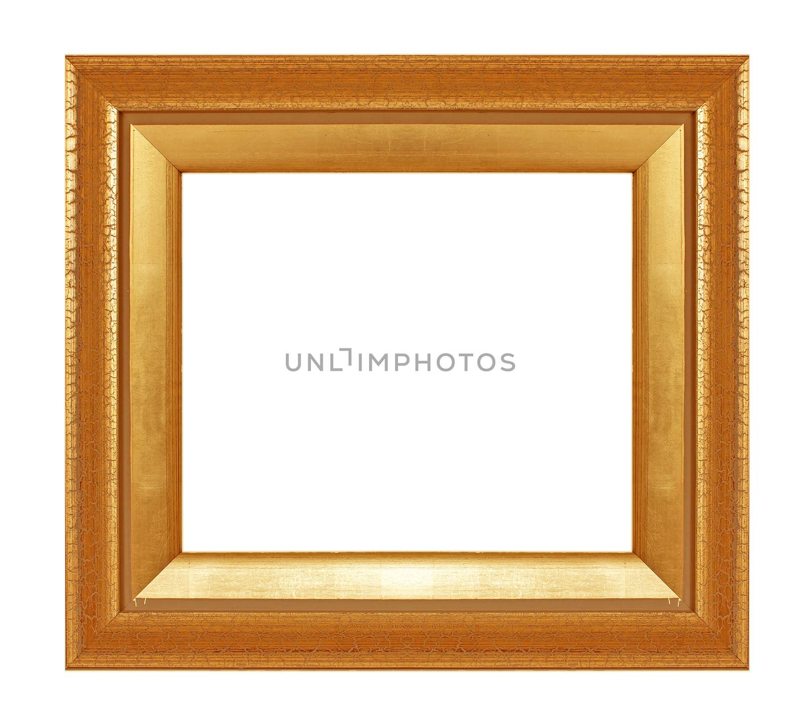 antique gold frame isolated on white background