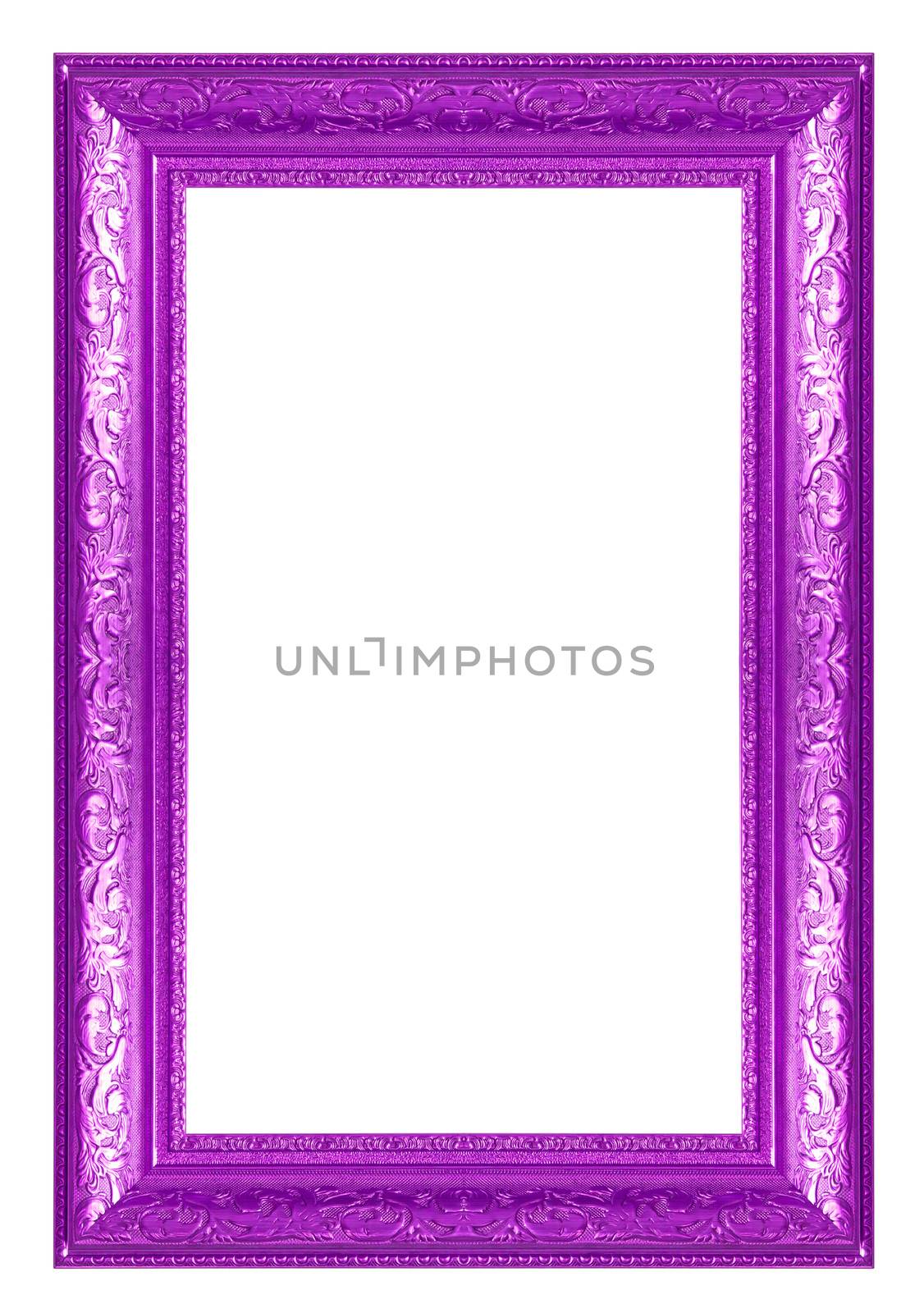 Purple antique frame isolated on white background.