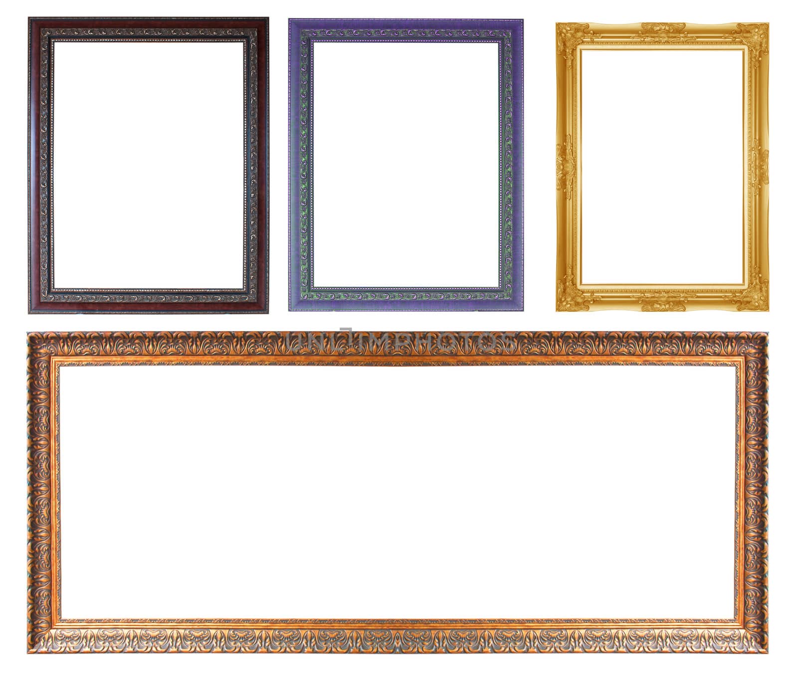 The antique frame isolated on white background.