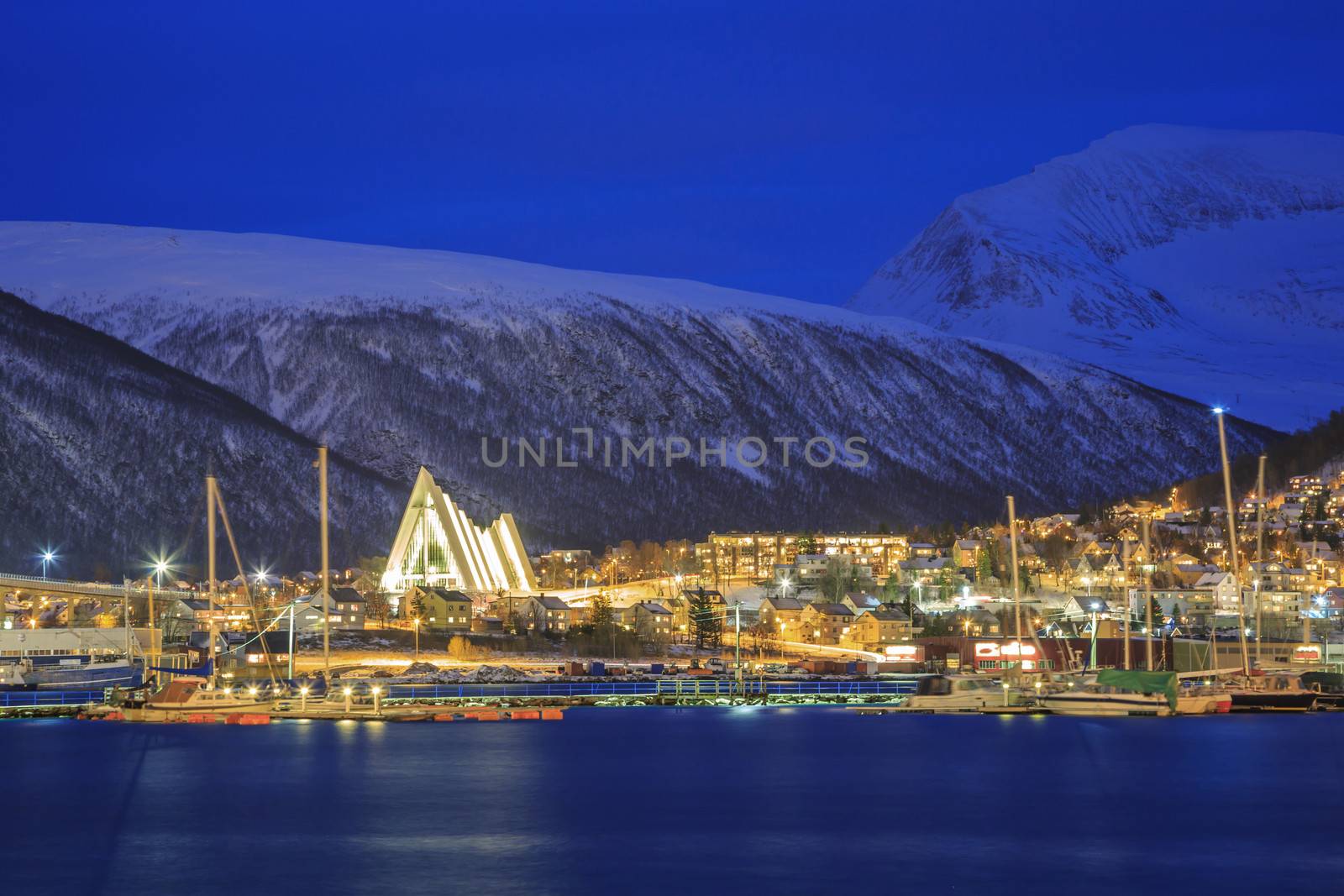 Landscape of Tromso Cityscape at dusk Troms, Norway
