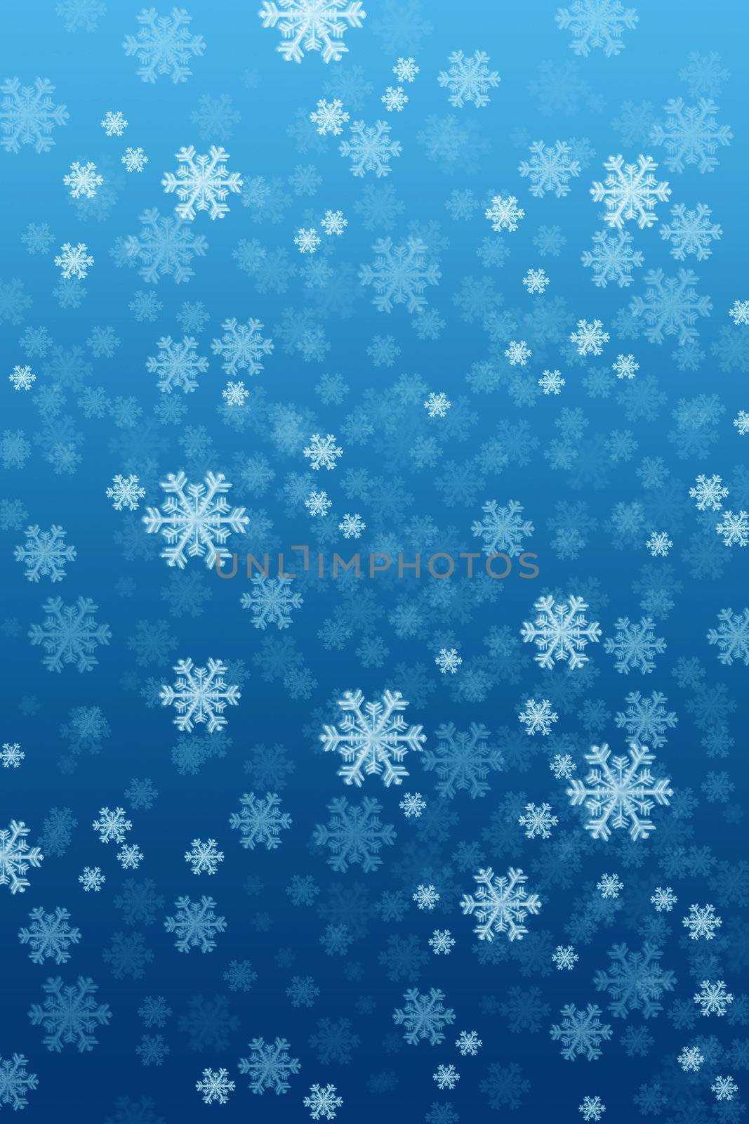 Blue background with snowflakes as a Christmas symbol
