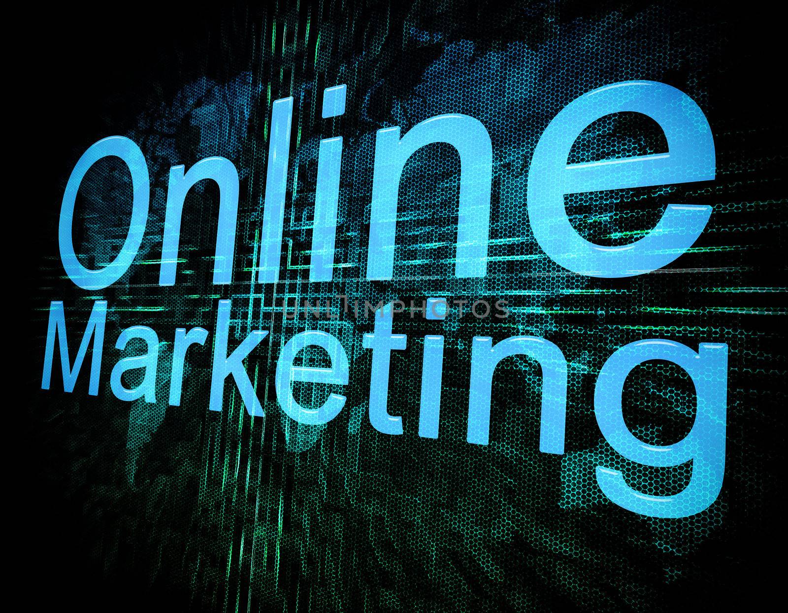 Online Marketing concept on digital screen