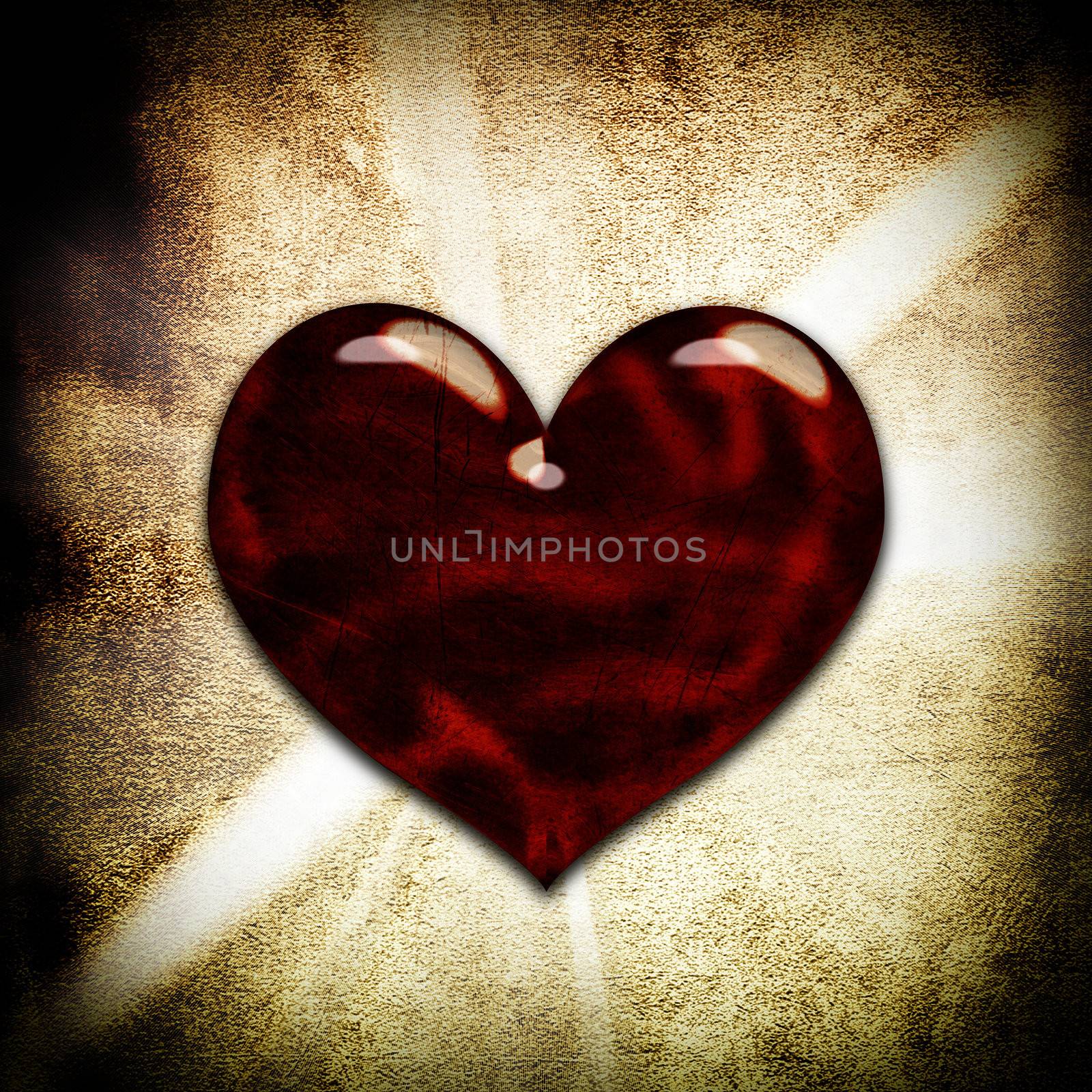 retro love heart on grungy background