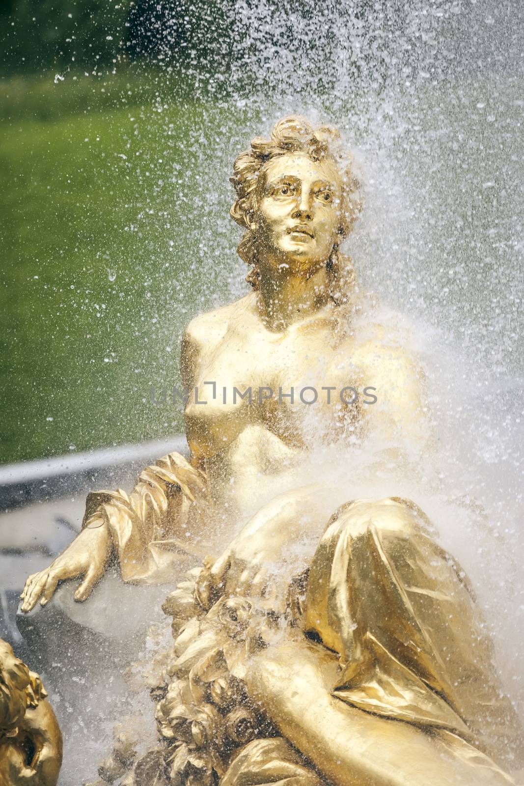 Golden Woman Fountain at Linderhof Castle Bavaria Germany