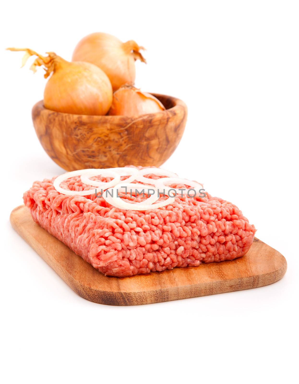 Minced meat isolated over white background by motorolka