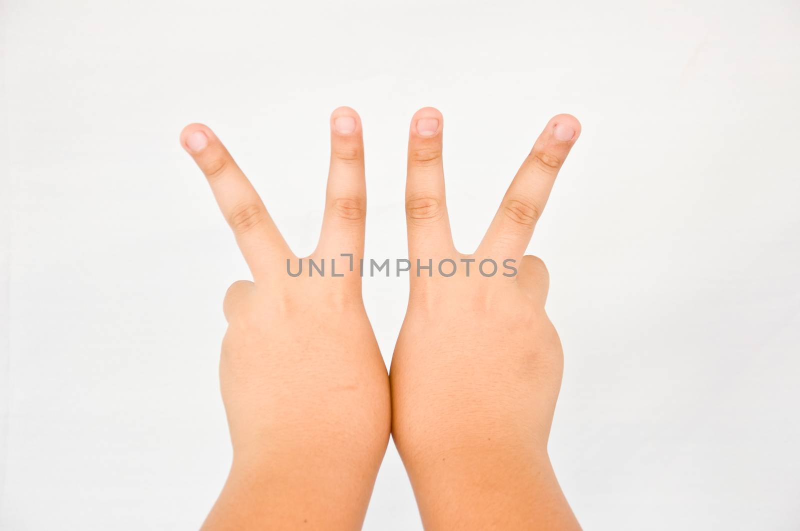 finger from children hand on white background