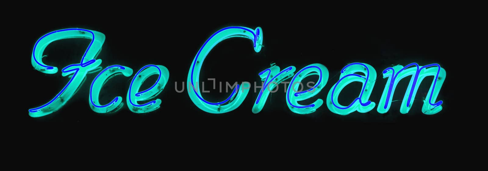 Ice  cream neon sign on black background