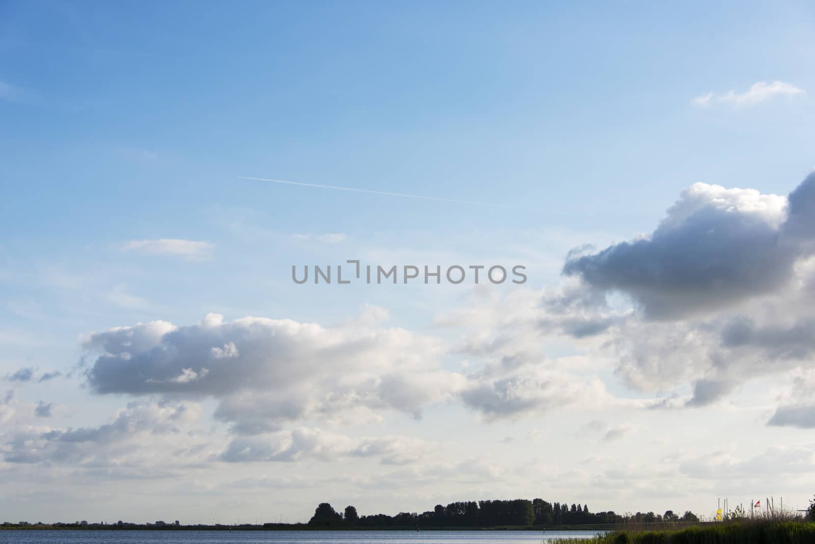 blue sky over the nuldernauw lake