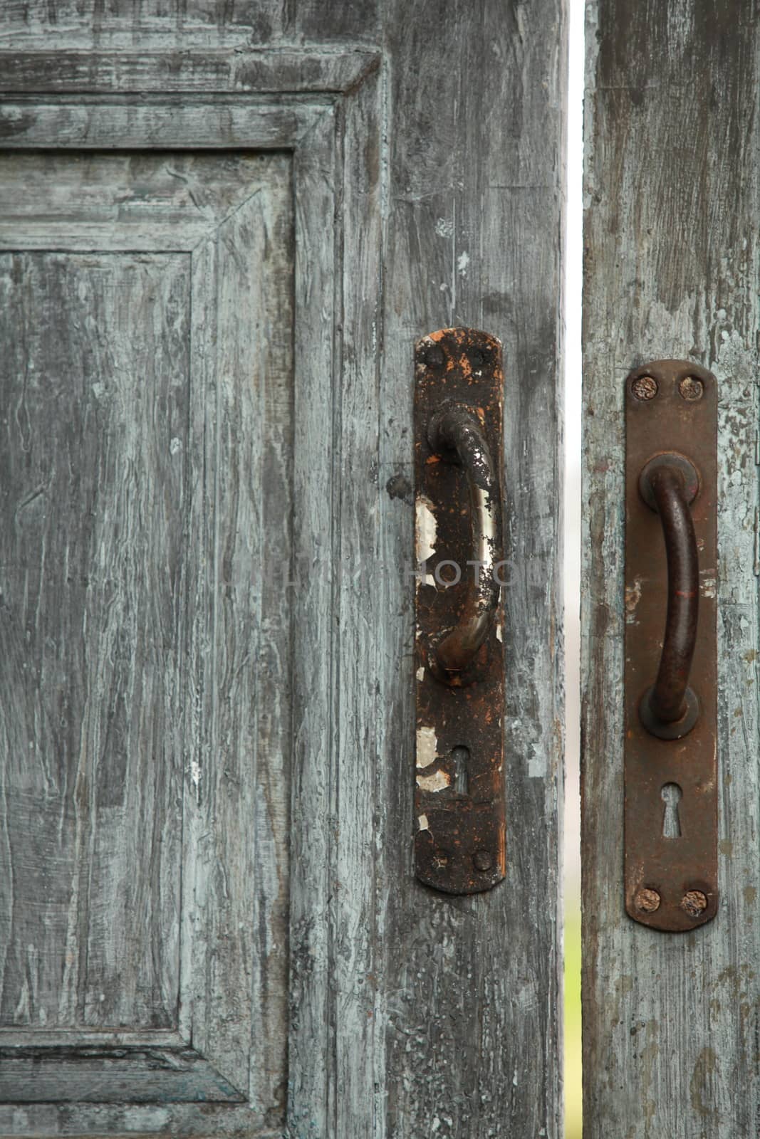 Old door handles close to