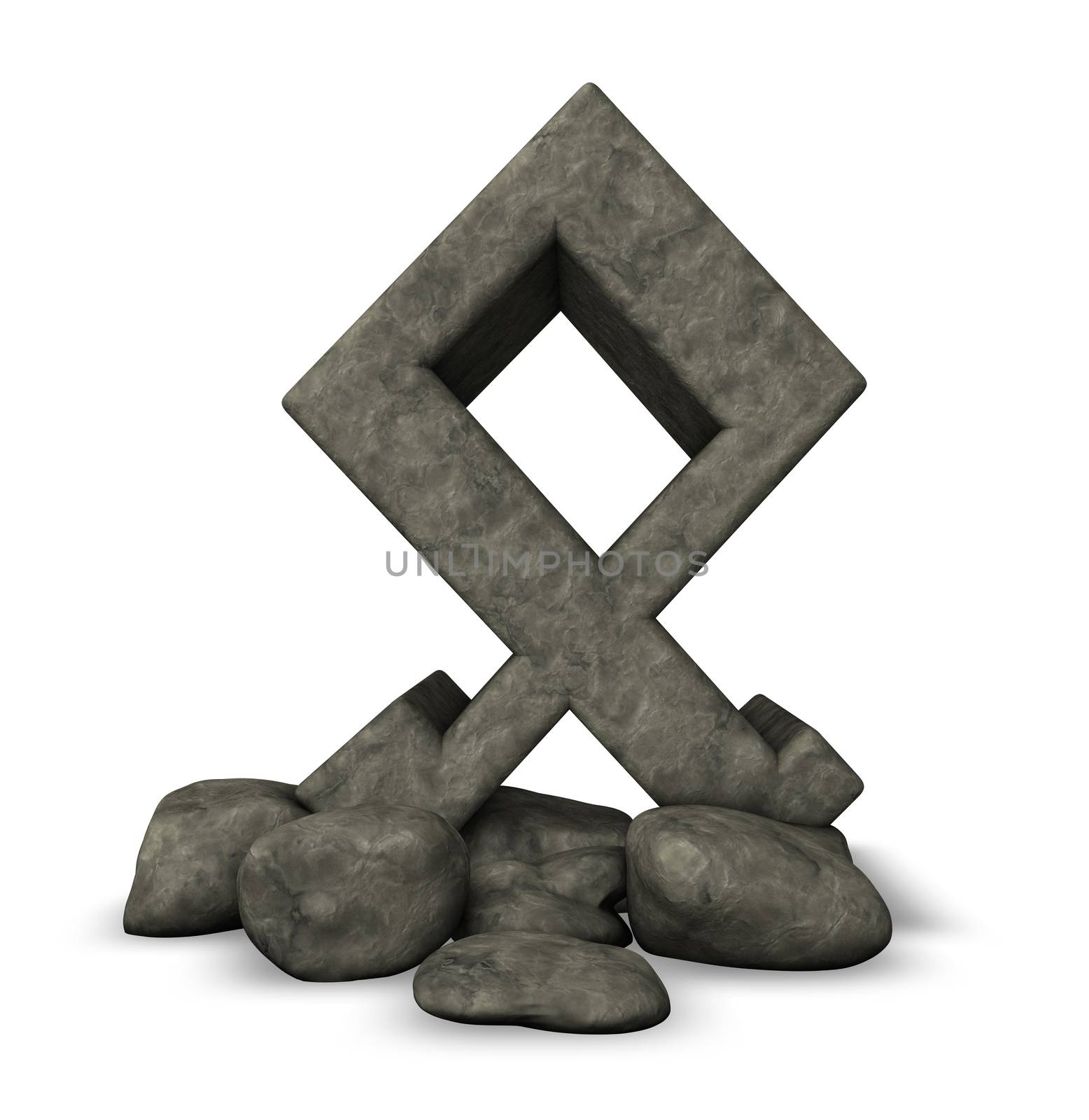 stone rune on white background - 3d illustration